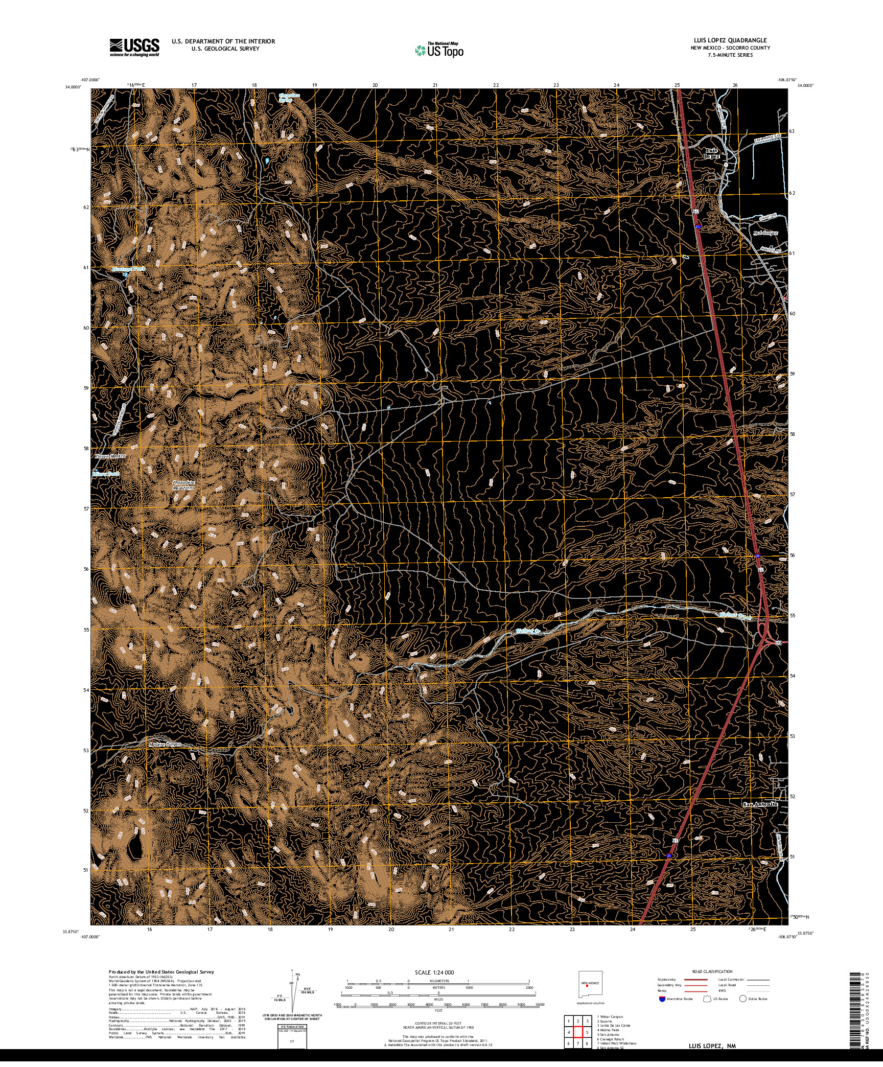 USGS US TOPO 7.5-MINUTE MAP FOR LUIS LOPEZ, NM 2020