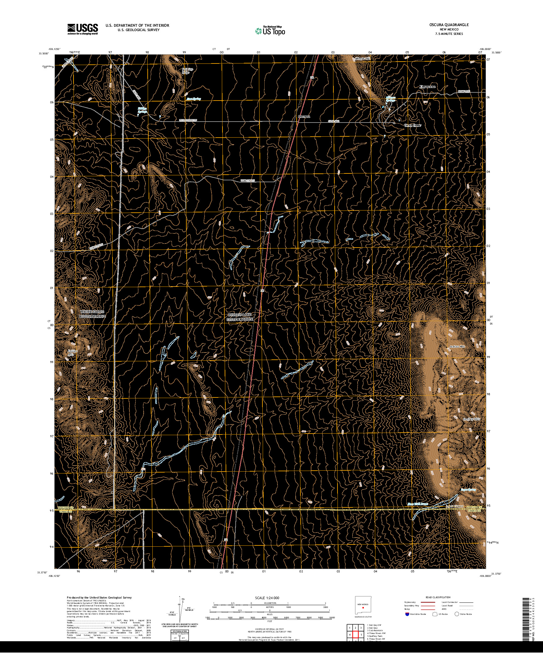 USGS US TOPO 7.5-MINUTE MAP FOR OSCURA, NM 2020