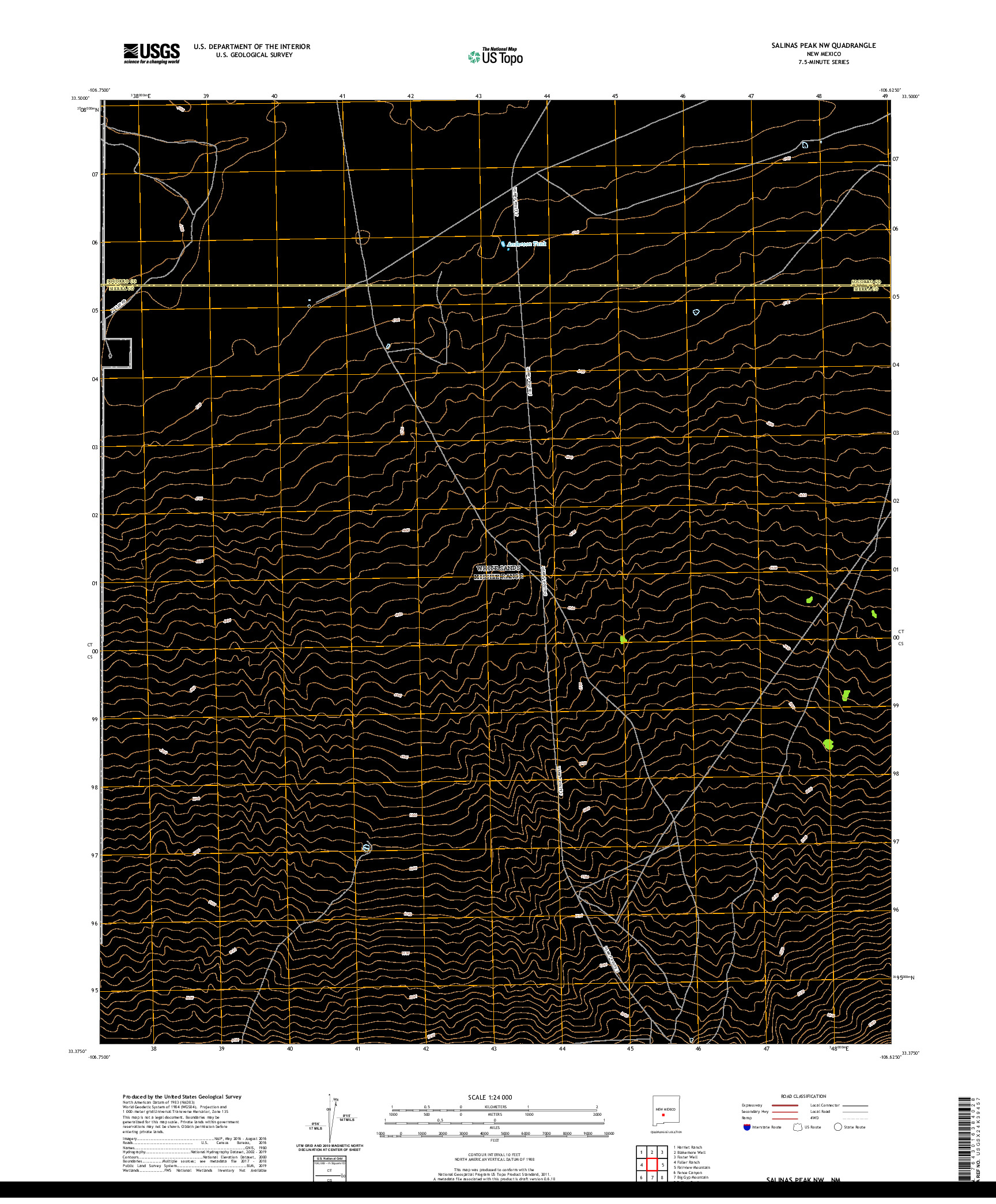 USGS US TOPO 7.5-MINUTE MAP FOR SALINAS PEAK NW, NM 2020