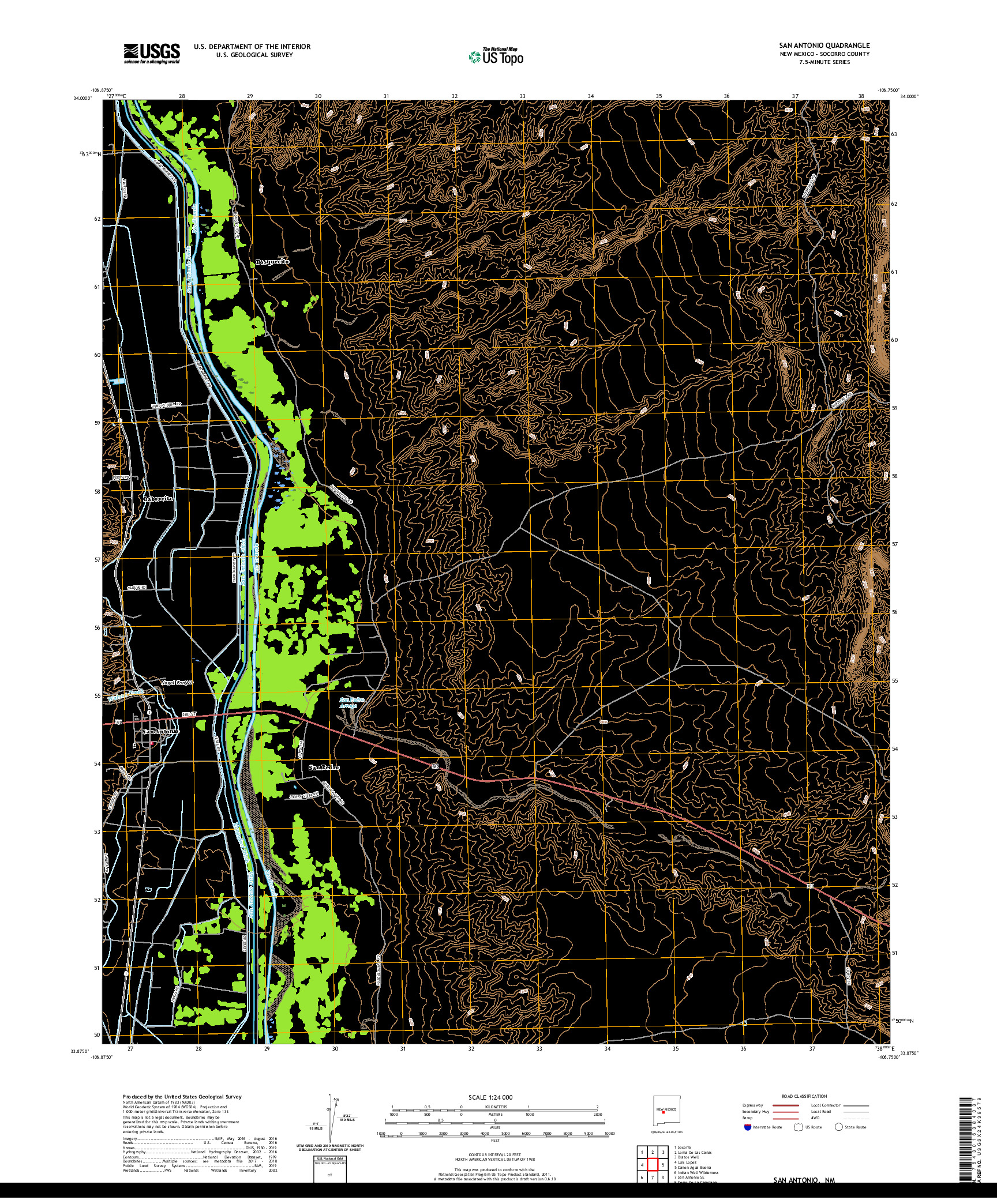 USGS US TOPO 7.5-MINUTE MAP FOR SAN ANTONIO, NM 2020