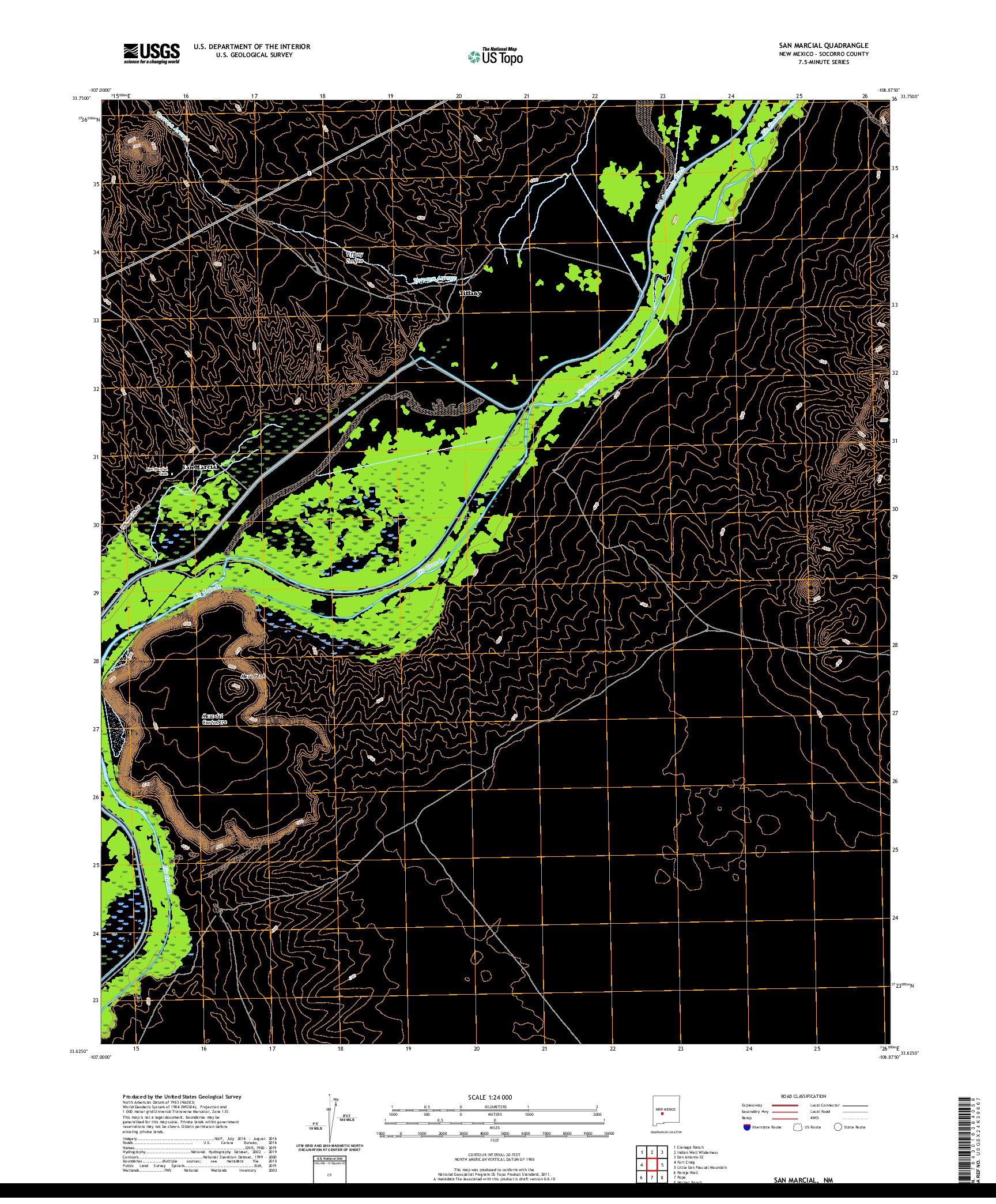 USGS US TOPO 7.5-MINUTE MAP FOR SAN MARCIAL, NM 2020