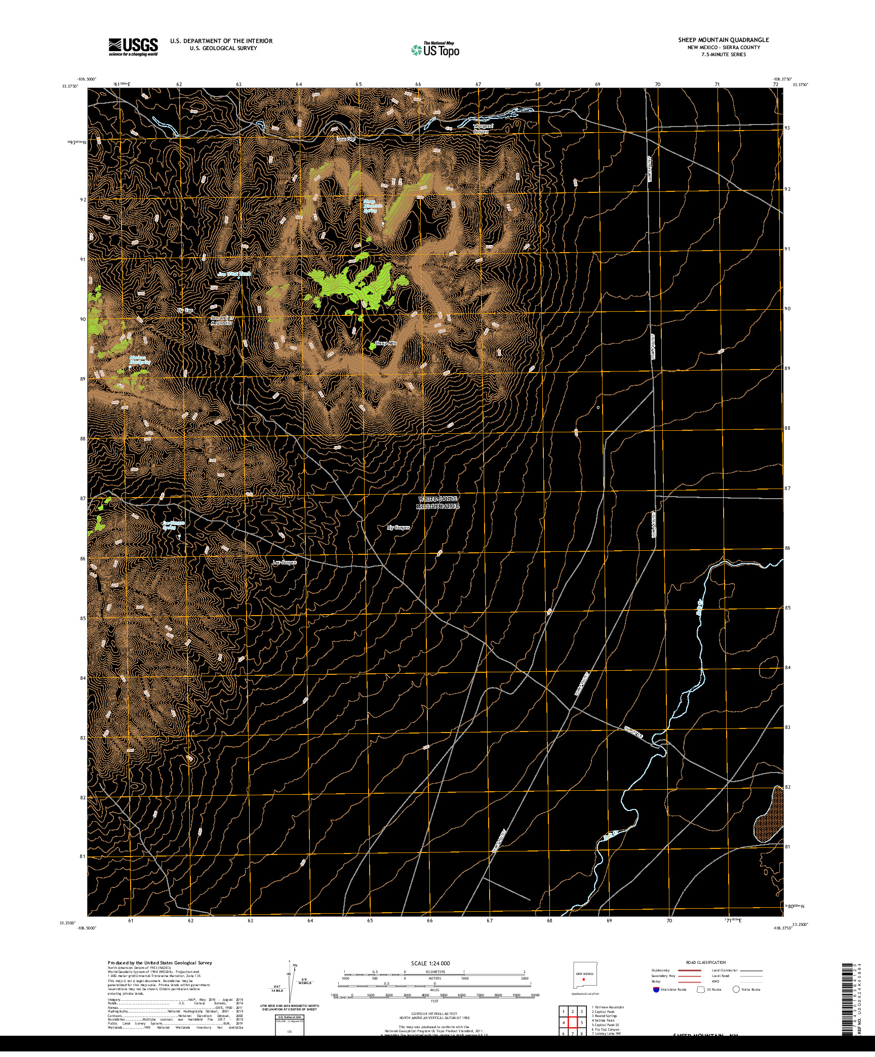 USGS US TOPO 7.5-MINUTE MAP FOR SHEEP MOUNTAIN, NM 2020