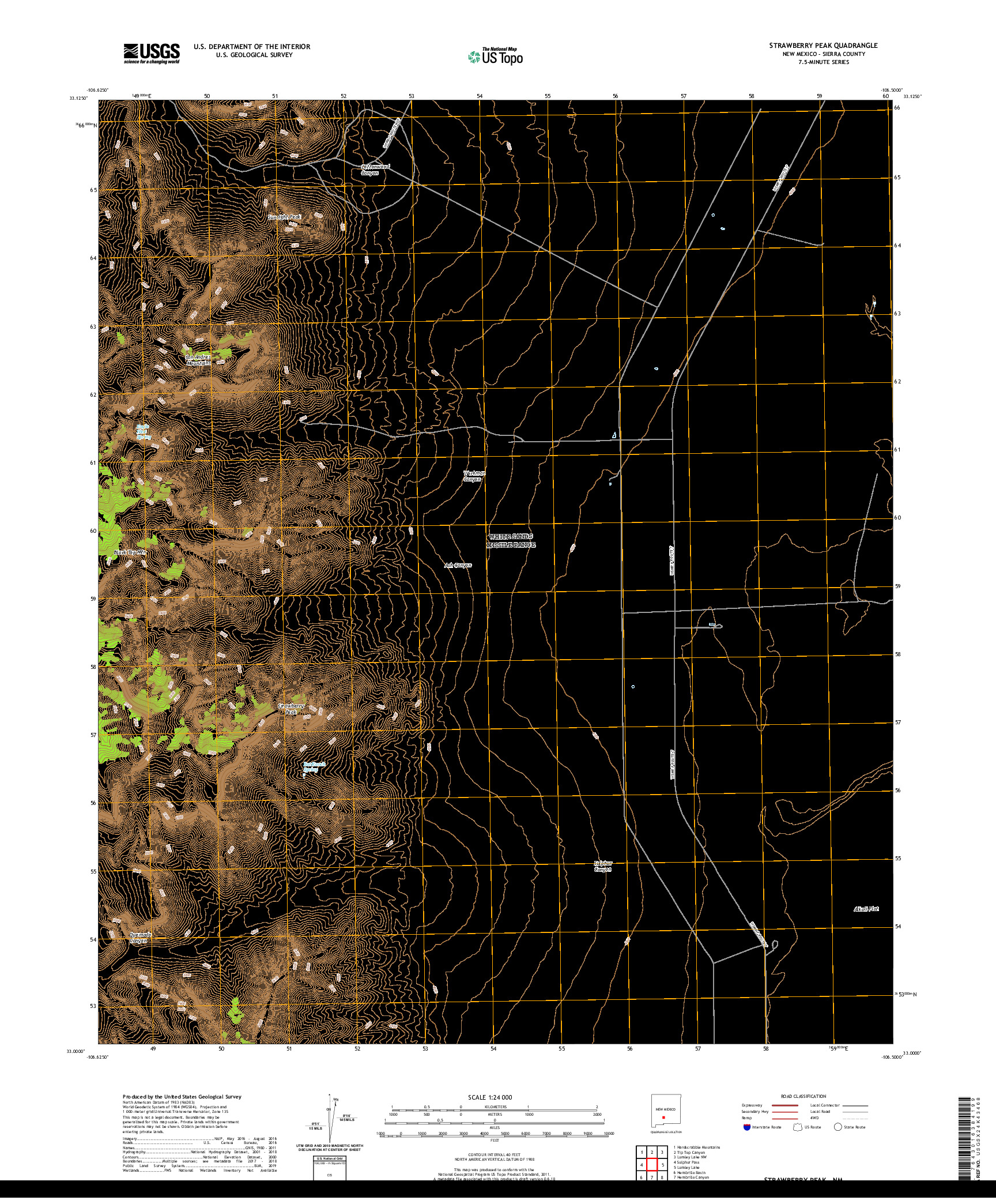 USGS US TOPO 7.5-MINUTE MAP FOR STRAWBERRY PEAK, NM 2020