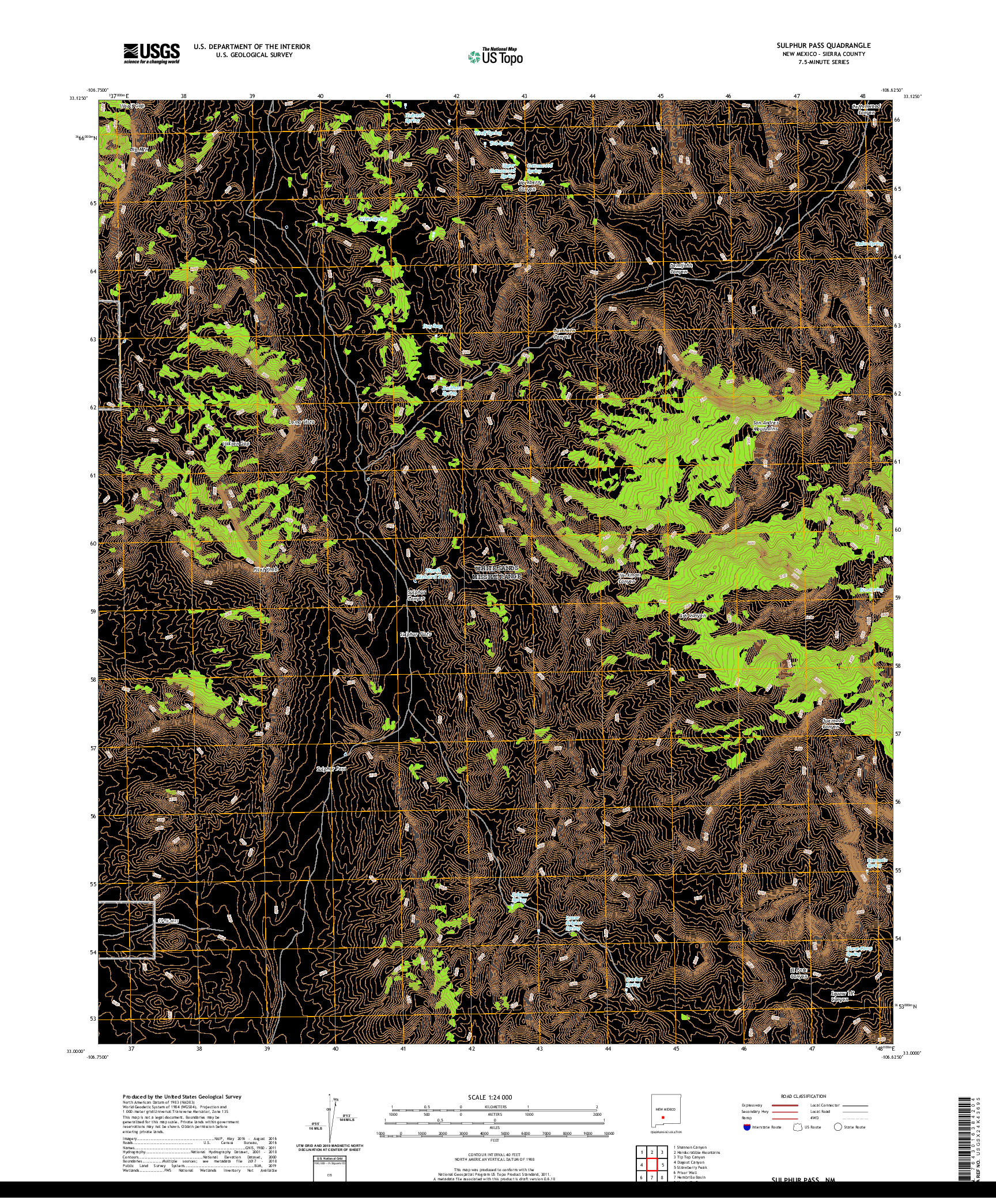 USGS US TOPO 7.5-MINUTE MAP FOR SULPHUR PASS, NM 2020