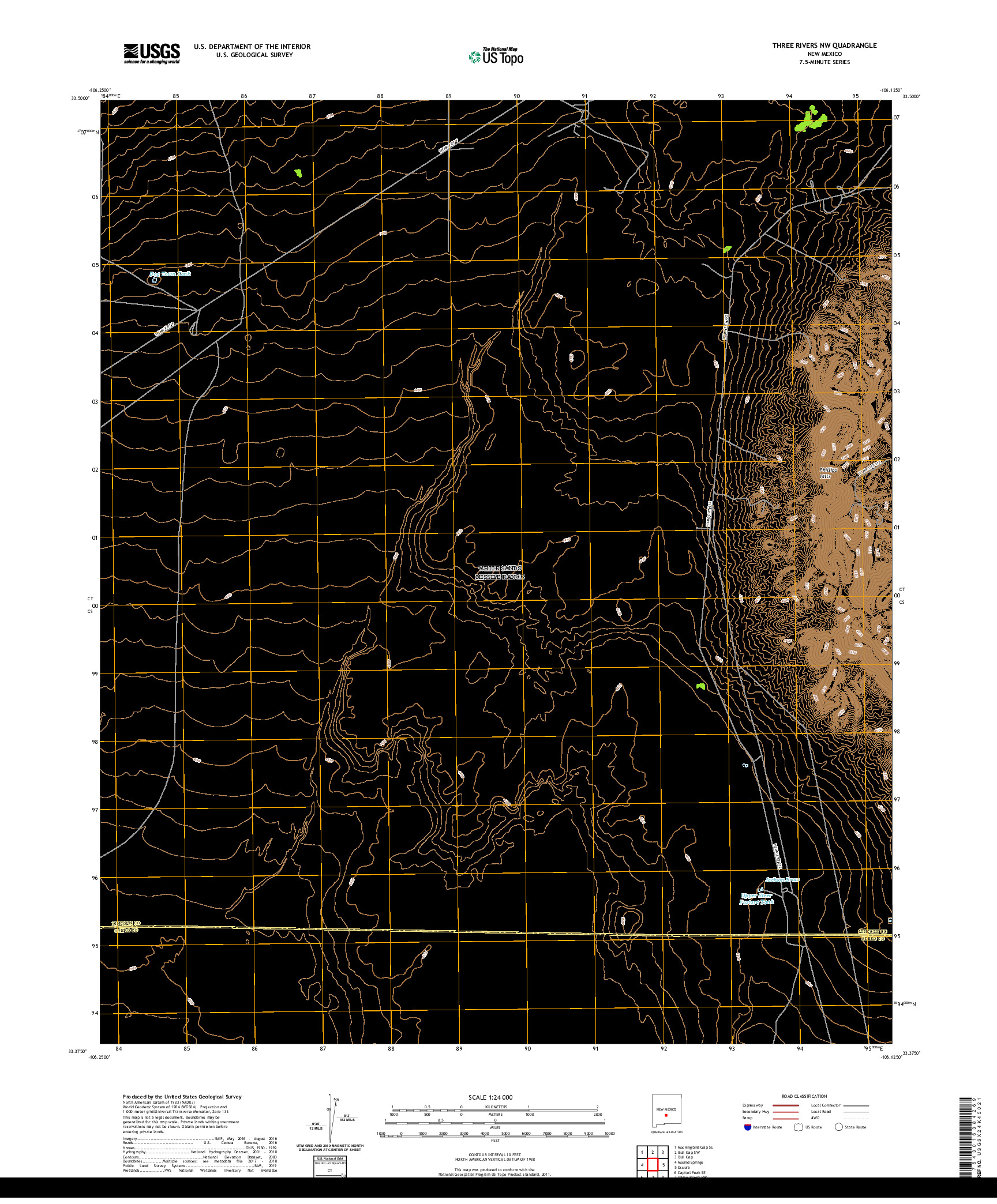 USGS US TOPO 7.5-MINUTE MAP FOR THREE RIVERS NW, NM 2020