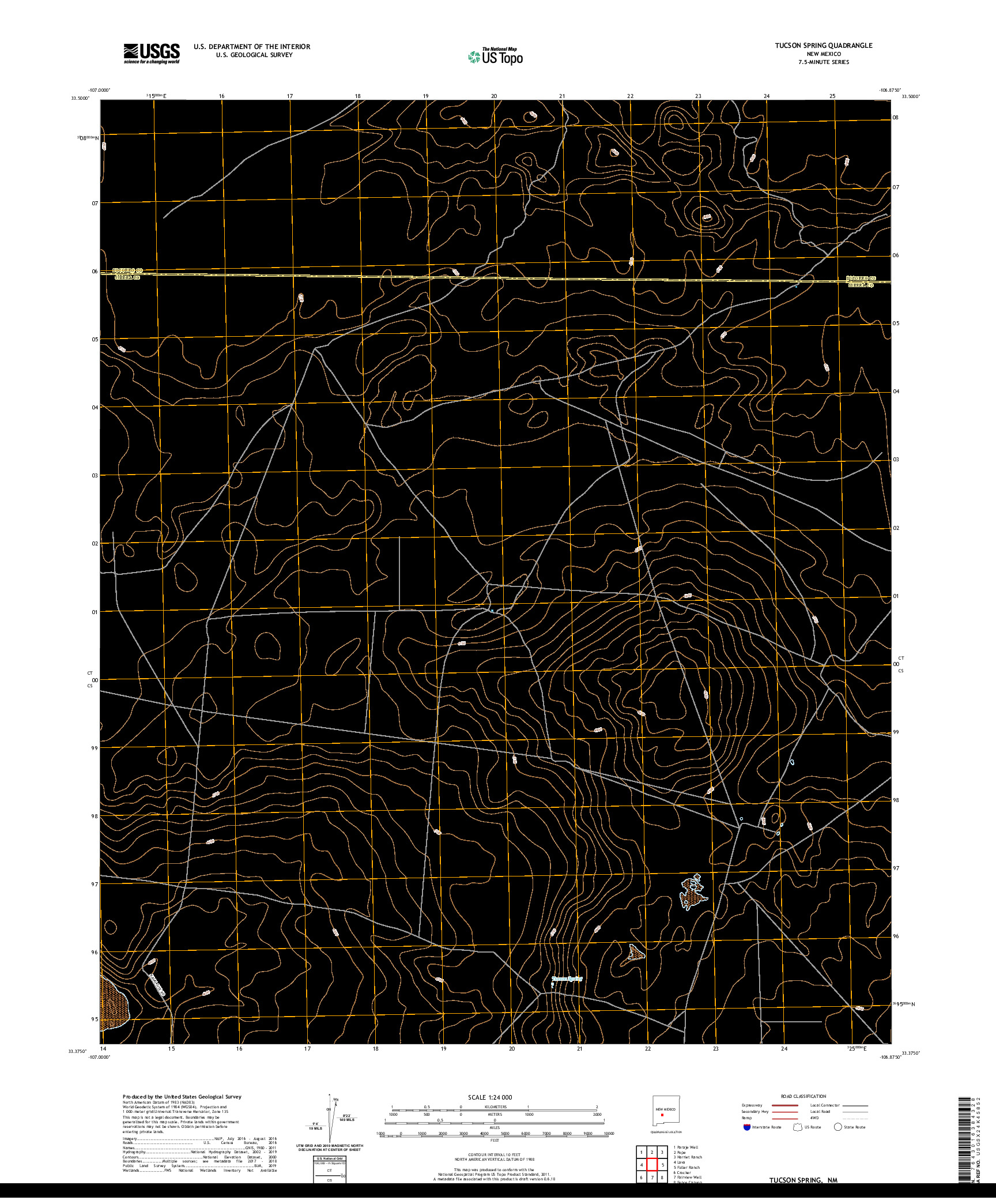 USGS US TOPO 7.5-MINUTE MAP FOR TUCSON SPRING, NM 2020