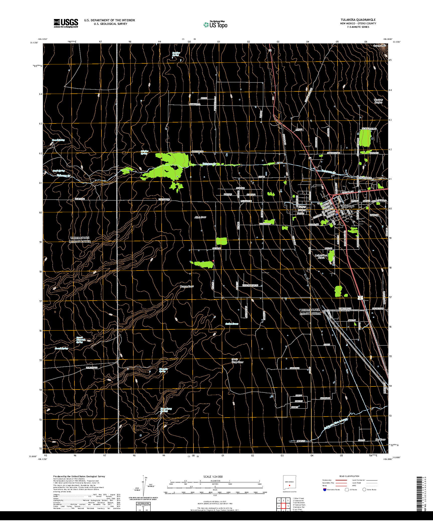 USGS US TOPO 7.5-MINUTE MAP FOR TULAROSA, NM 2020