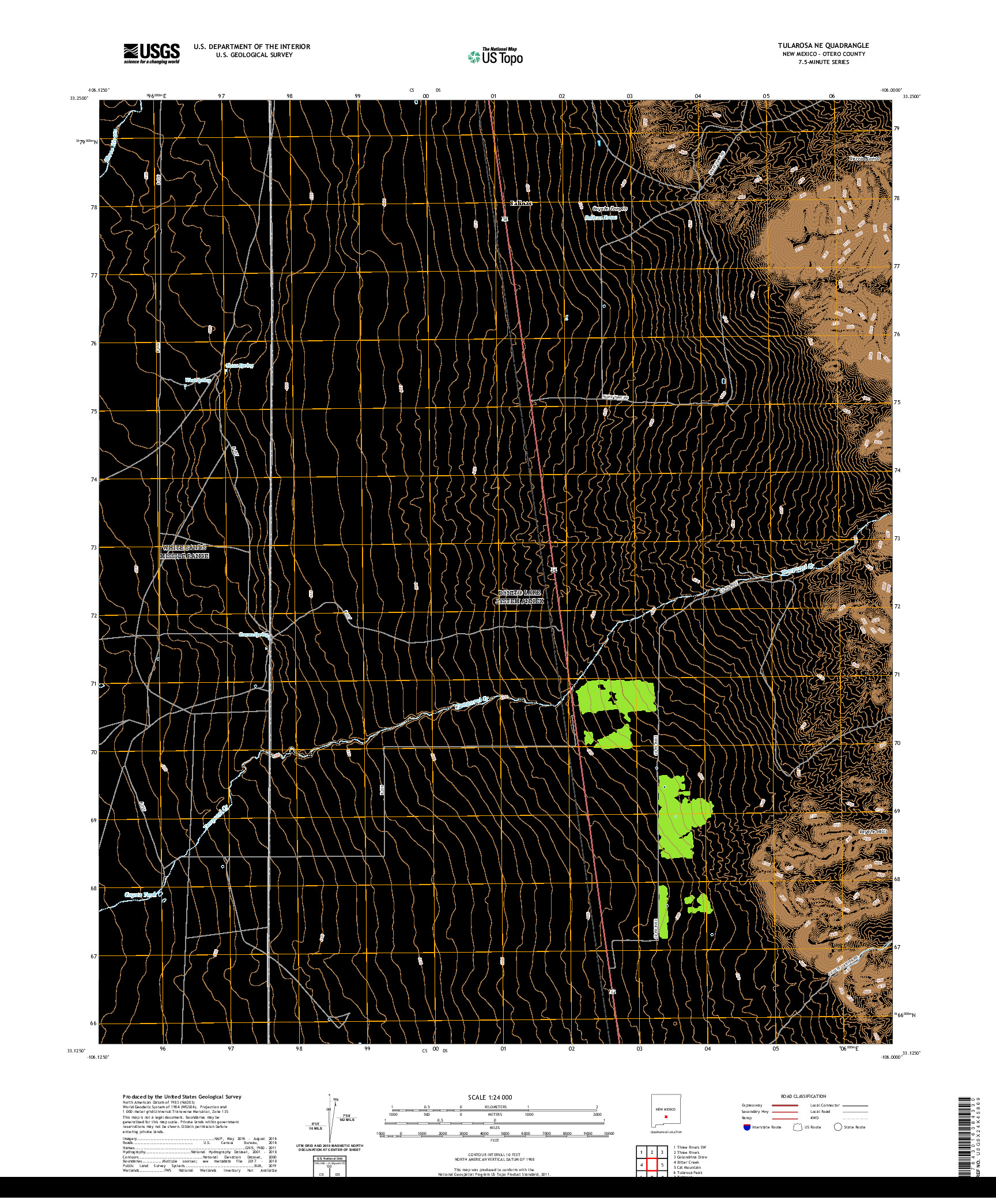 USGS US TOPO 7.5-MINUTE MAP FOR TULAROSA NE, NM 2020