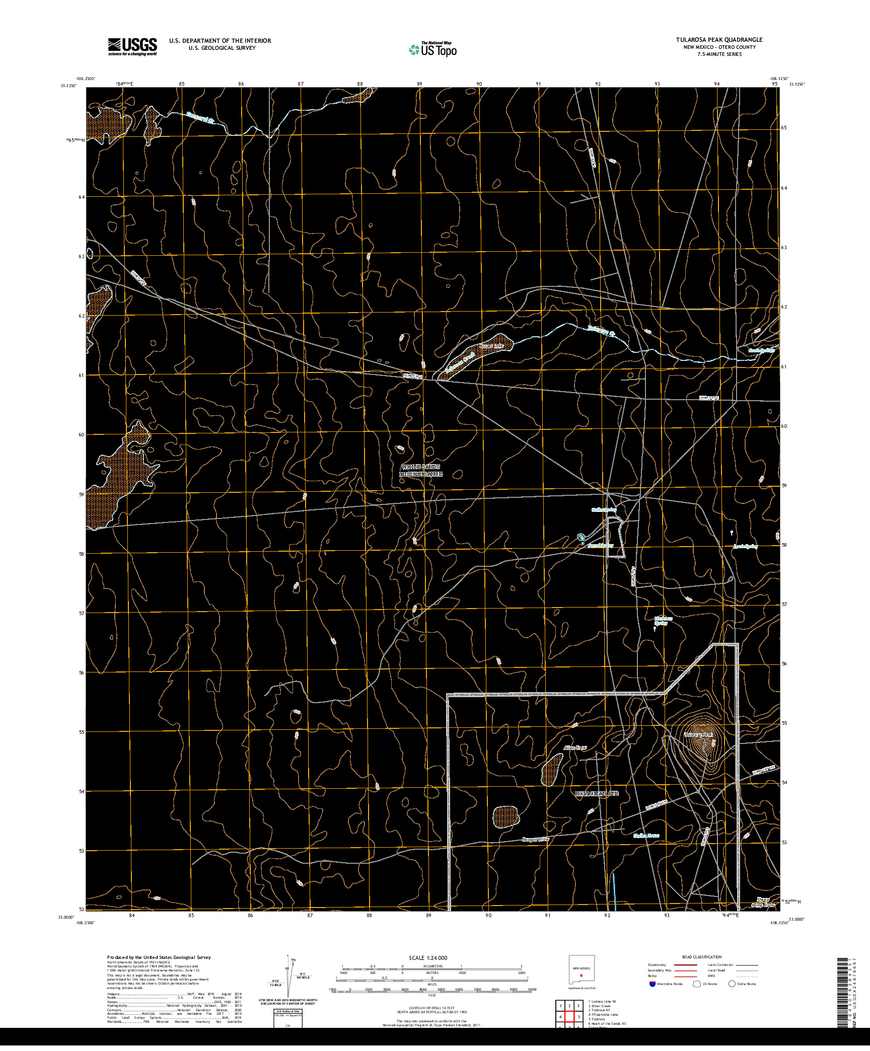 USGS US TOPO 7.5-MINUTE MAP FOR TULAROSA PEAK, NM 2020