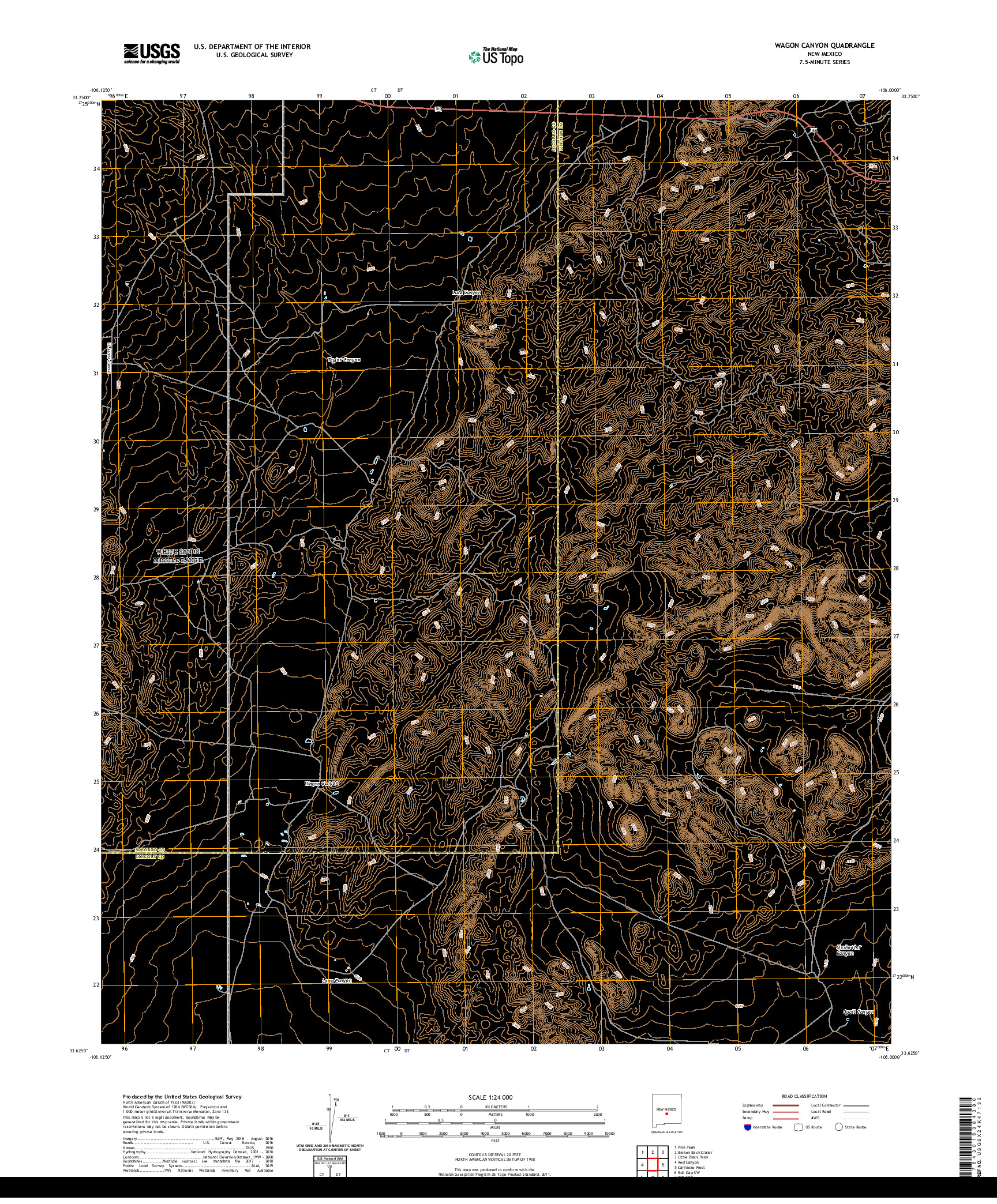 USGS US TOPO 7.5-MINUTE MAP FOR WAGON CANYON, NM 2020