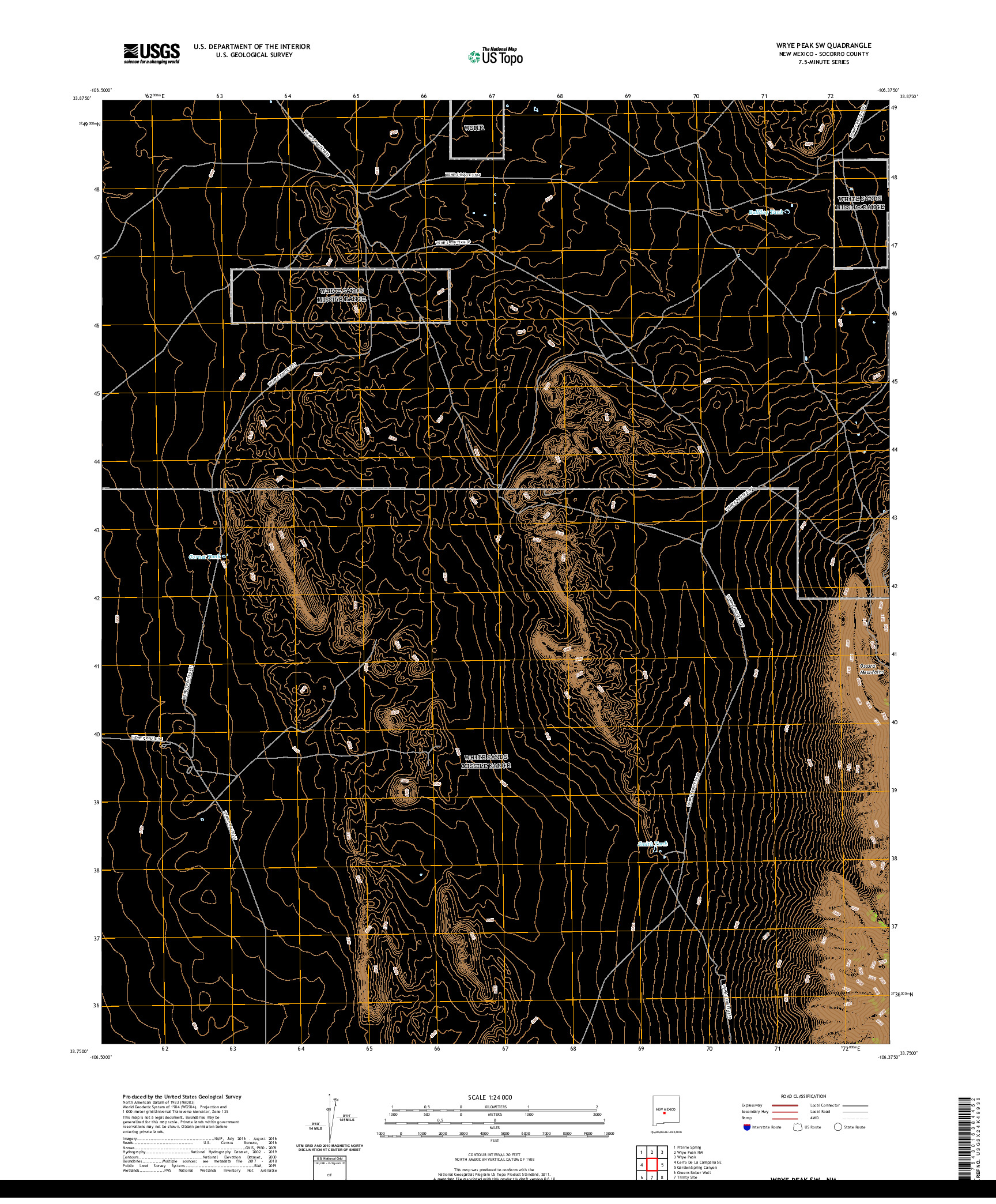 USGS US TOPO 7.5-MINUTE MAP FOR WRYE PEAK SW, NM 2020