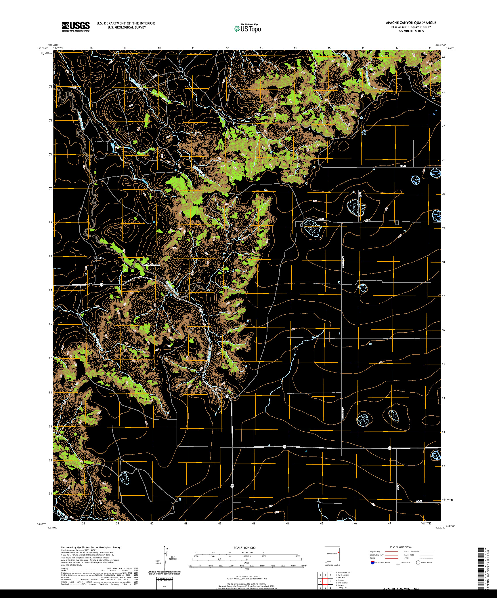 USGS US TOPO 7.5-MINUTE MAP FOR APACHE CANYON, NM 2020