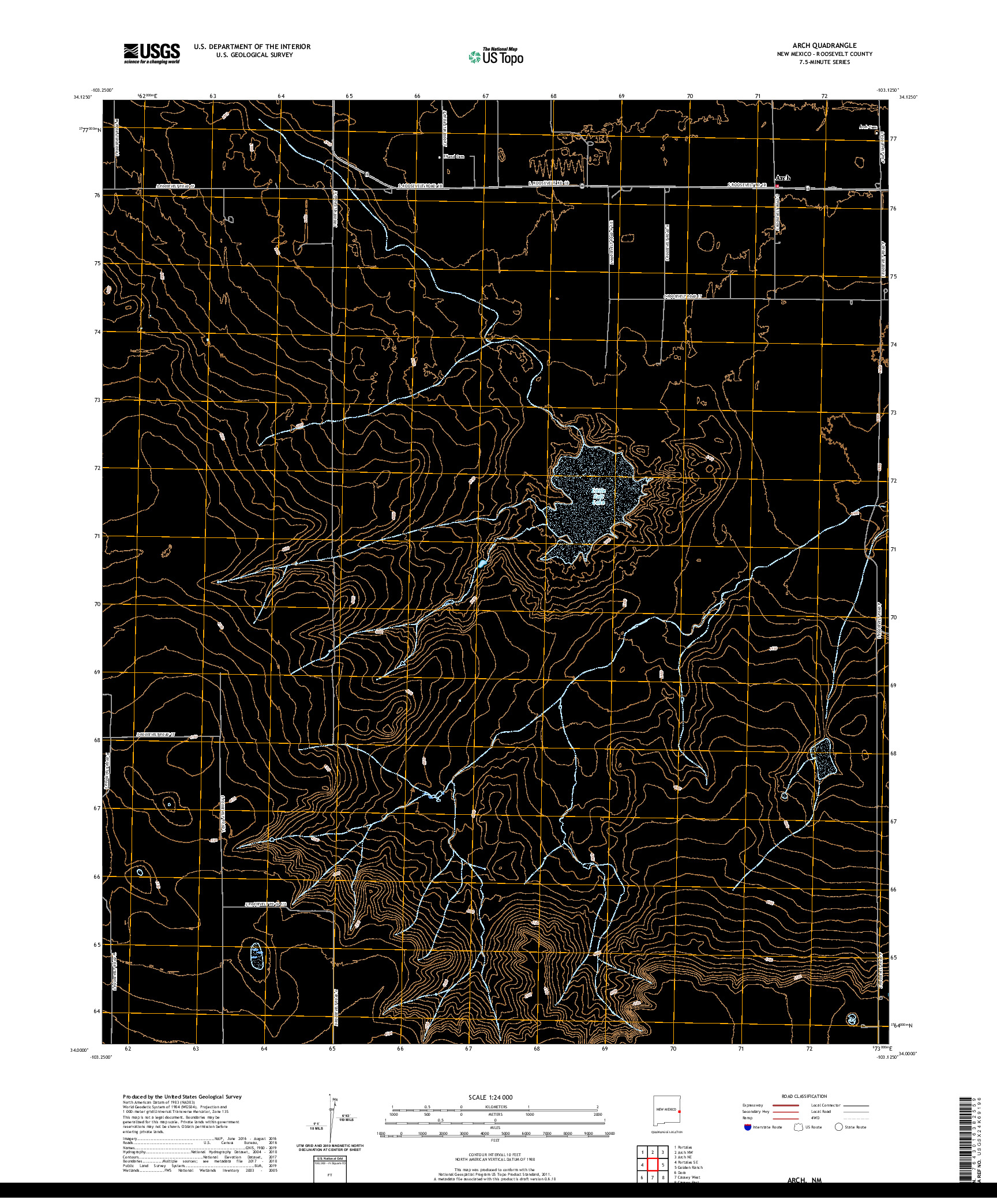 USGS US TOPO 7.5-MINUTE MAP FOR ARCH, NM 2020