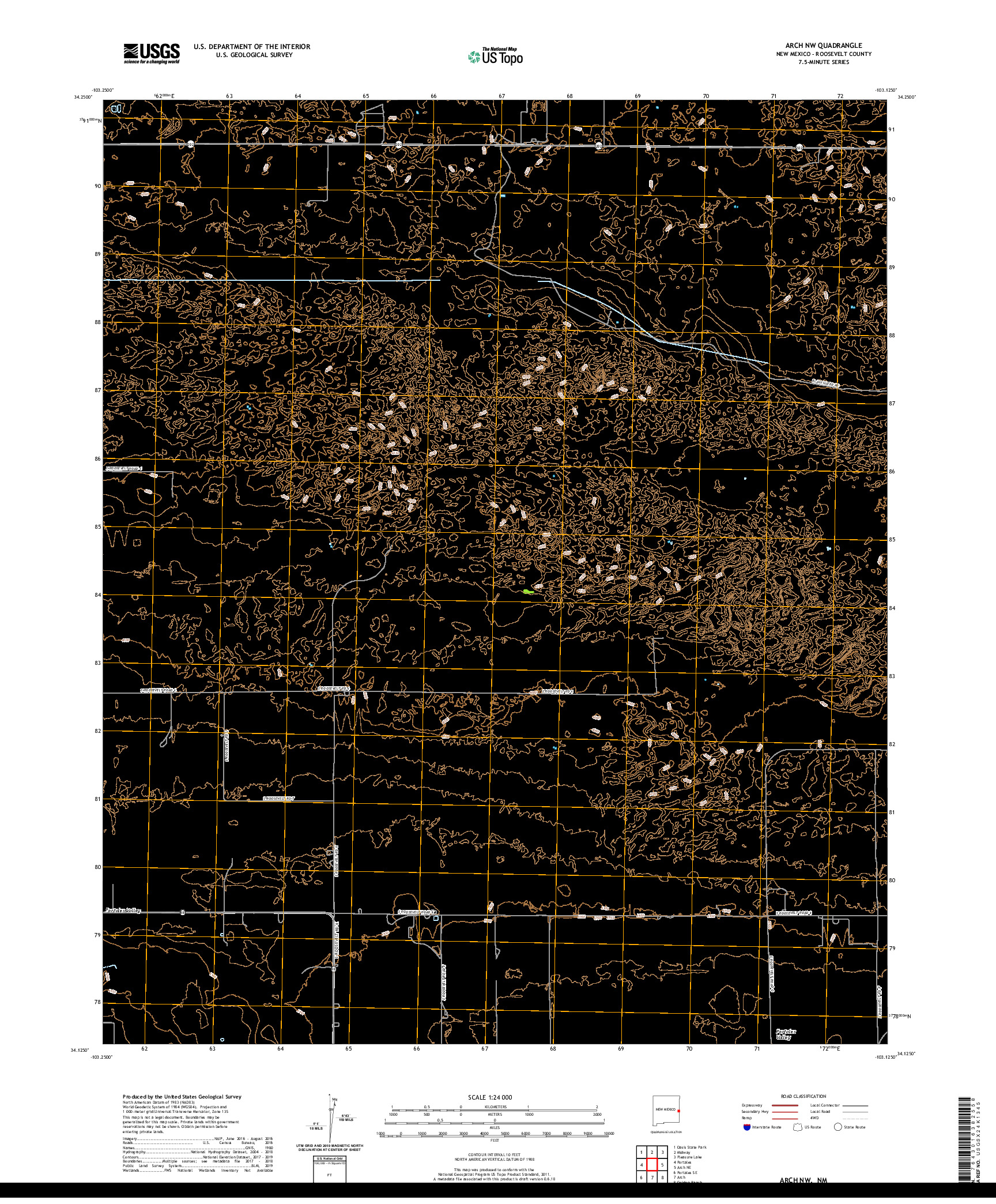 USGS US TOPO 7.5-MINUTE MAP FOR ARCH NW, NM 2020