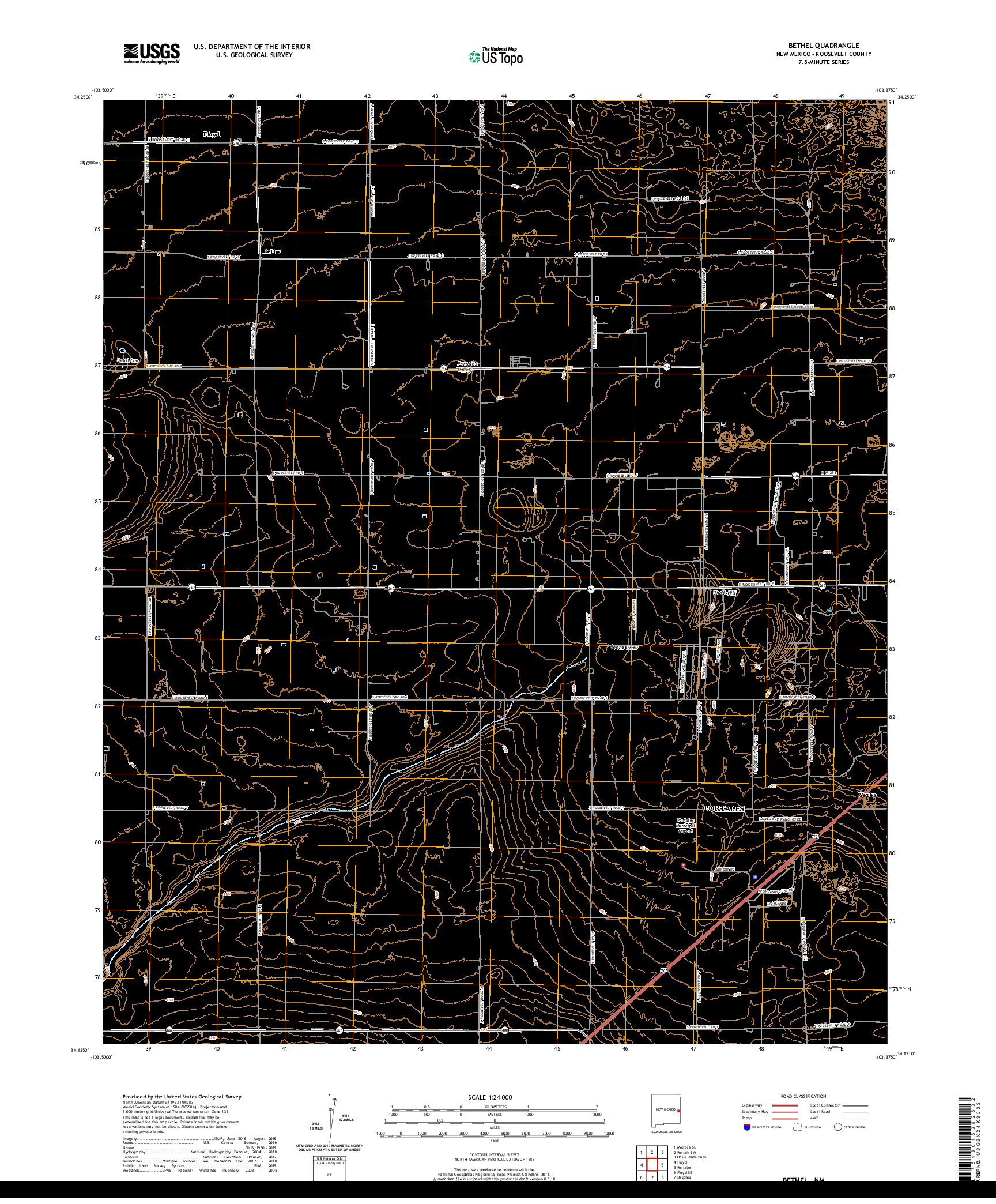 USGS US TOPO 7.5-MINUTE MAP FOR BETHEL, NM 2020