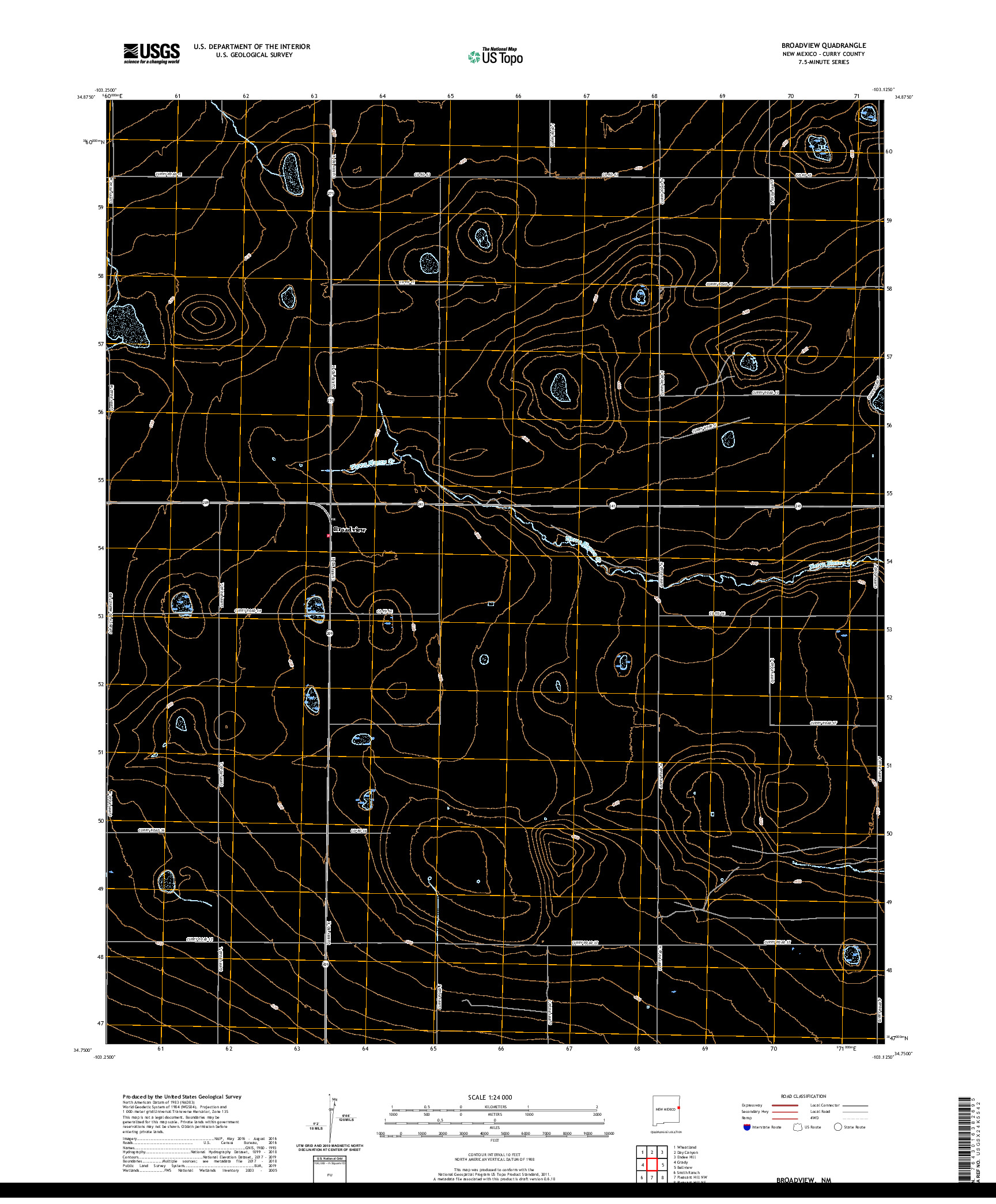 USGS US TOPO 7.5-MINUTE MAP FOR BROADVIEW, NM 2020