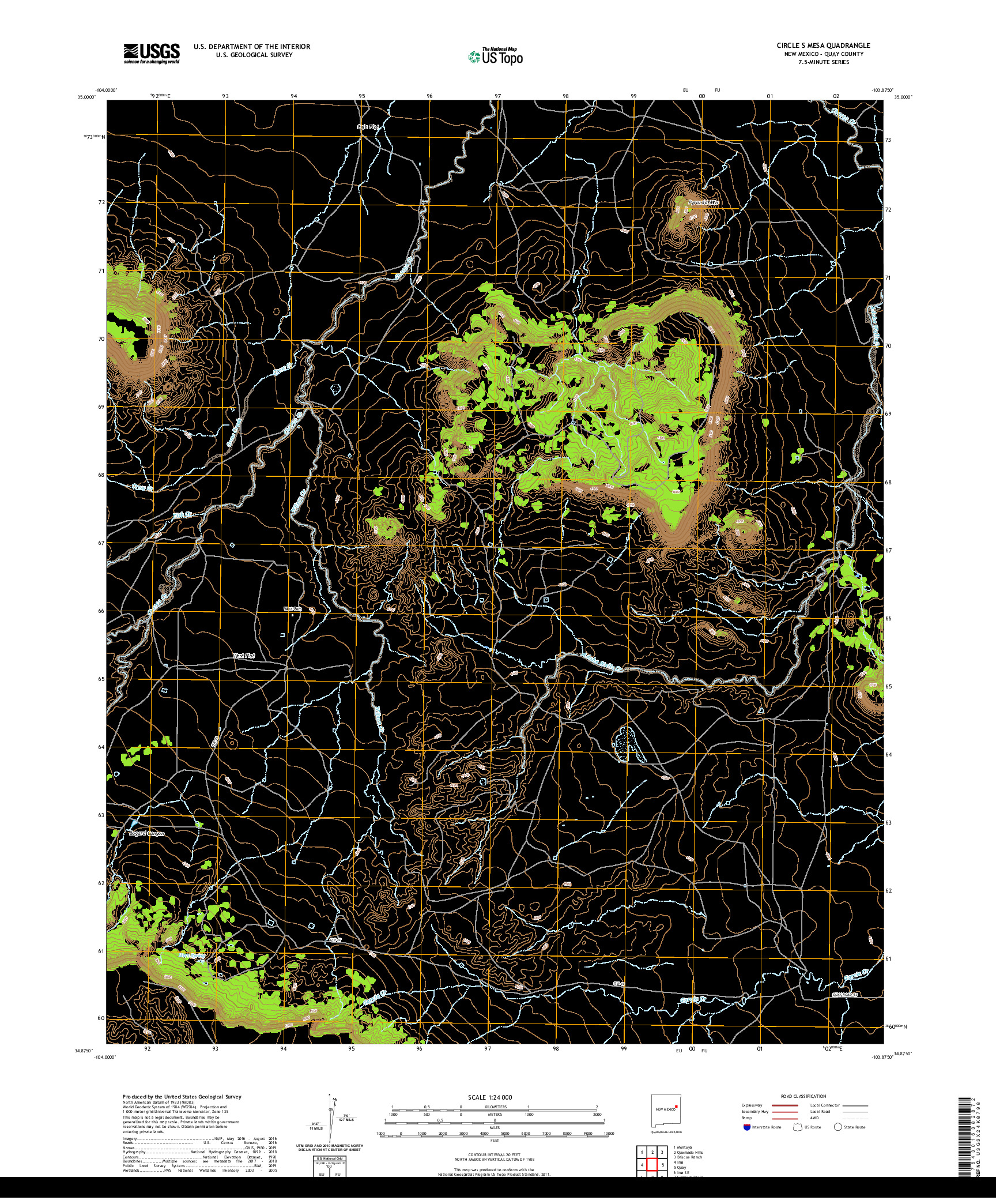 USGS US TOPO 7.5-MINUTE MAP FOR CIRCLE S MESA, NM 2020