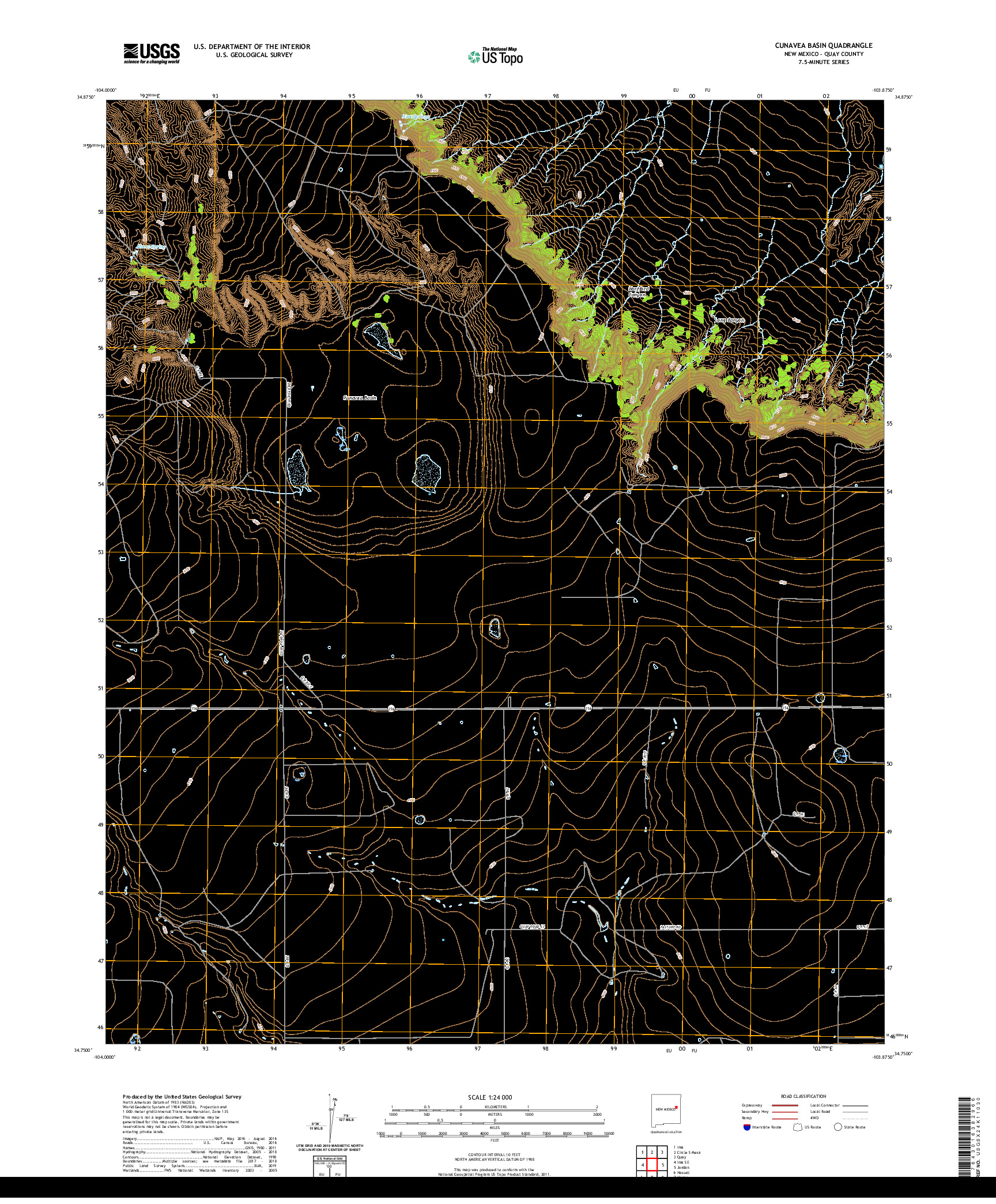 USGS US TOPO 7.5-MINUTE MAP FOR CUNAVEA BASIN, NM 2020