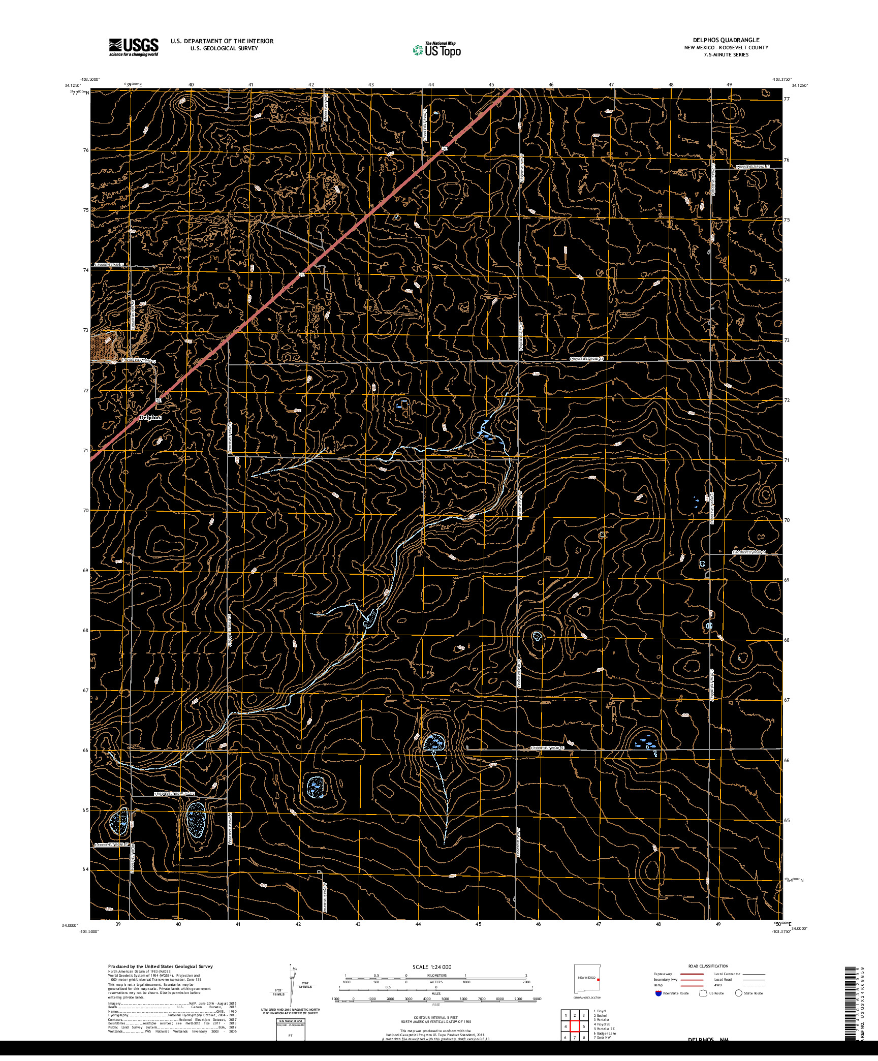 USGS US TOPO 7.5-MINUTE MAP FOR DELPHOS, NM 2020