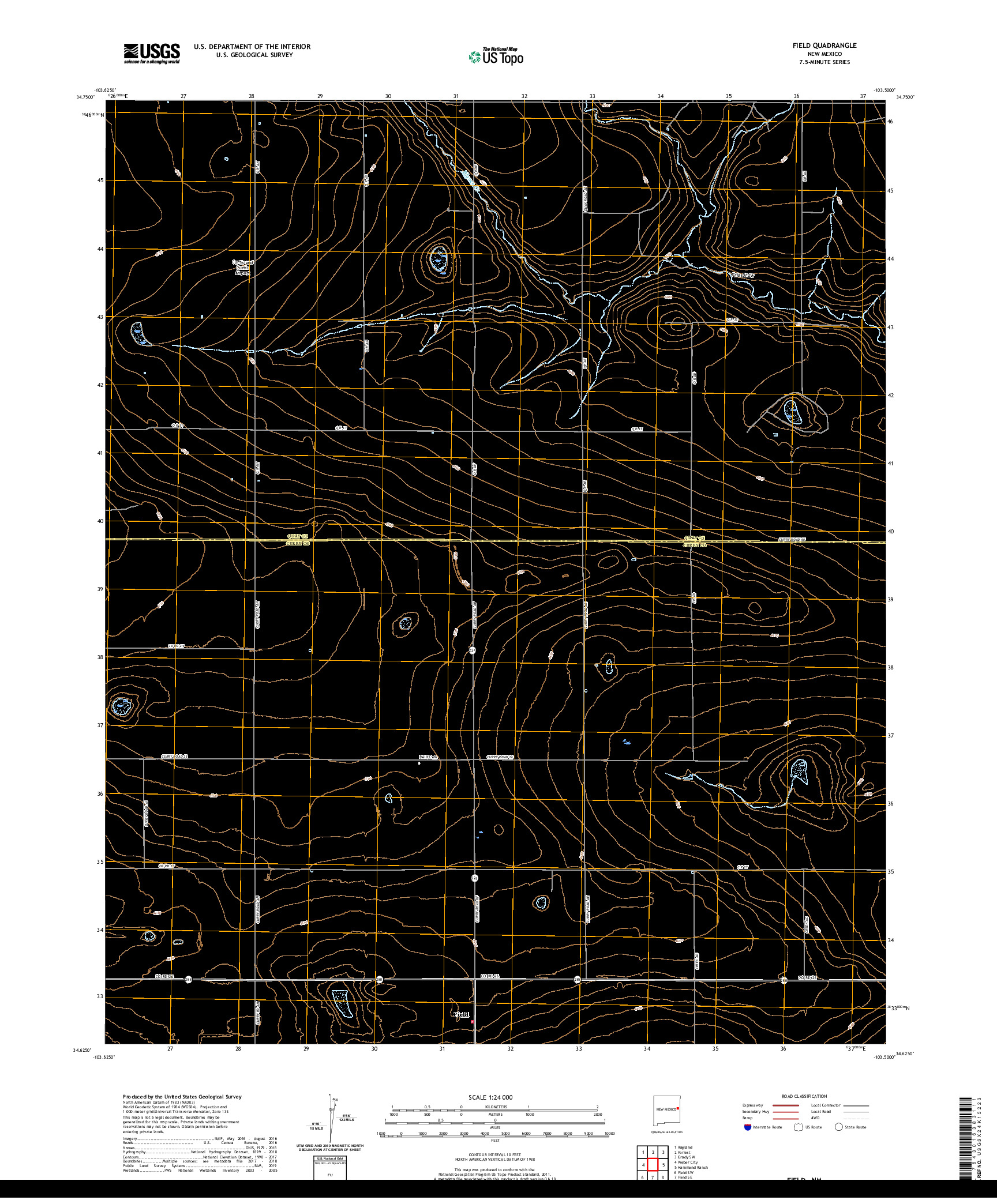 USGS US TOPO 7.5-MINUTE MAP FOR FIELD, NM 2020