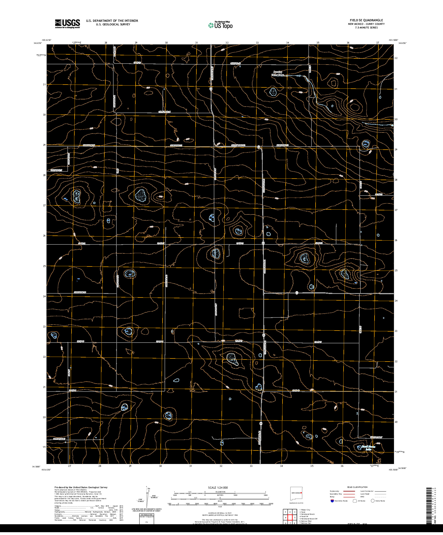 USGS US TOPO 7.5-MINUTE MAP FOR FIELD SE, NM 2020