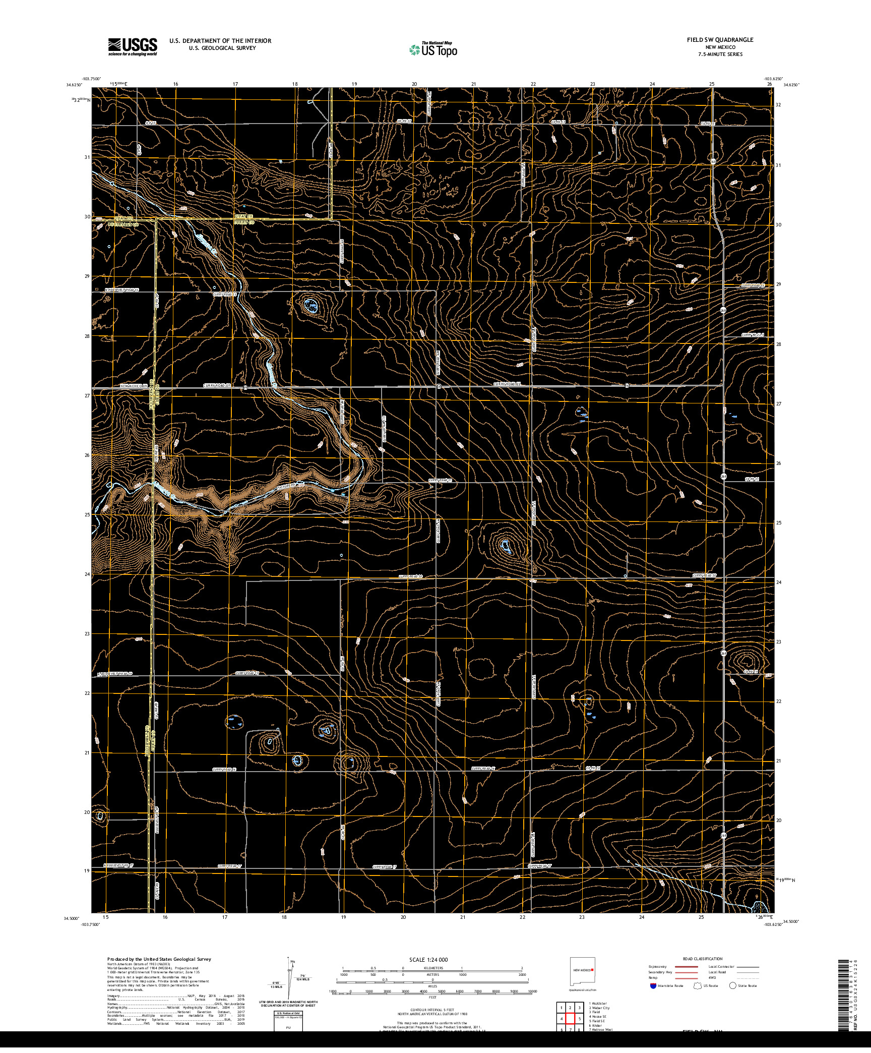 USGS US TOPO 7.5-MINUTE MAP FOR FIELD SW, NM 2020