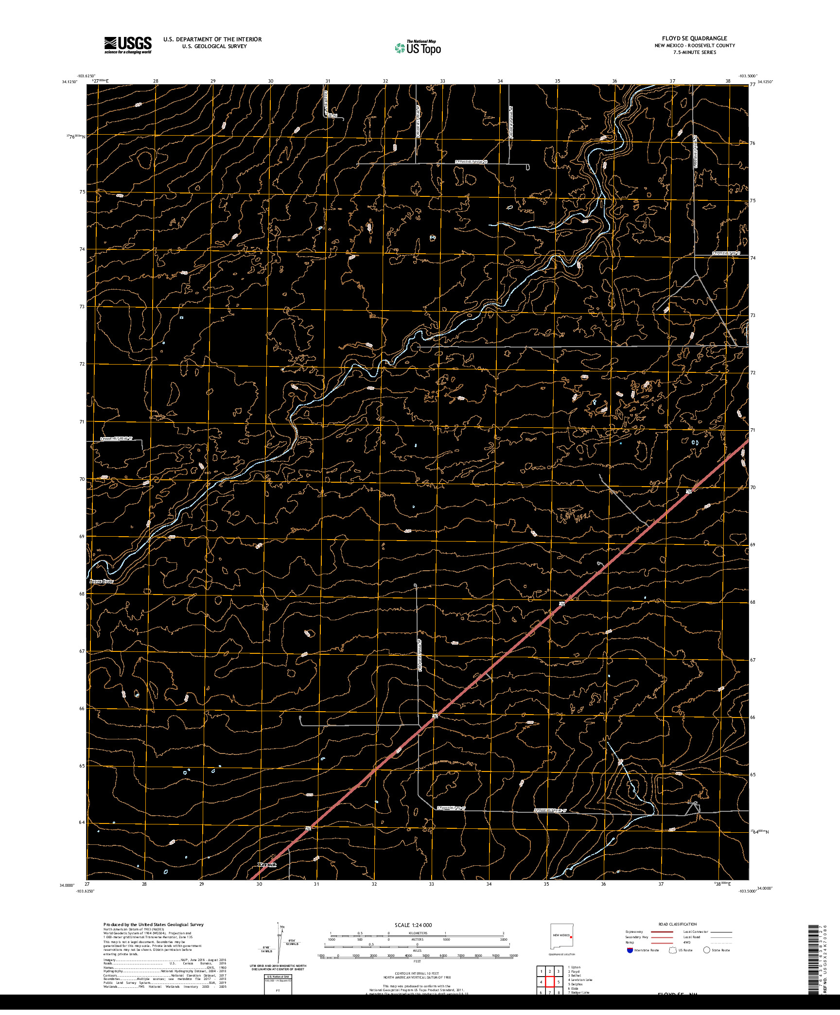 USGS US TOPO 7.5-MINUTE MAP FOR FLOYD SE, NM 2020