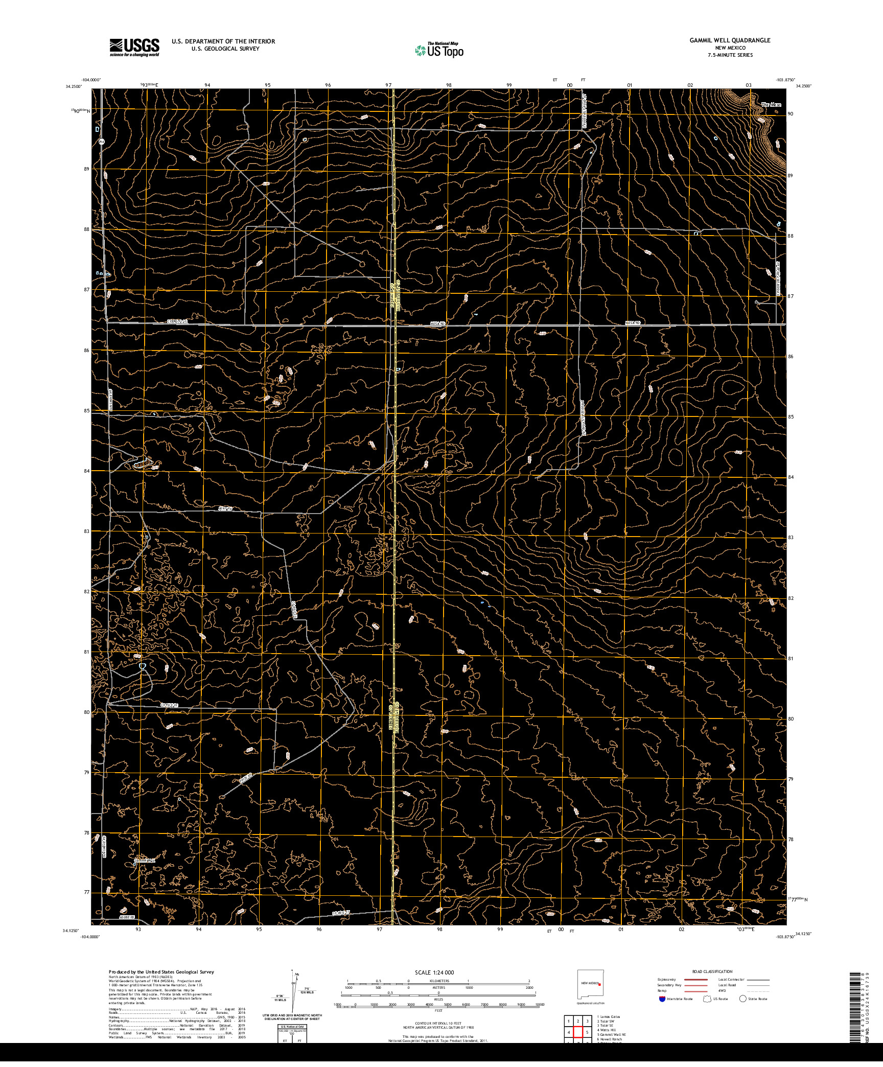 USGS US TOPO 7.5-MINUTE MAP FOR GAMMIL WELL, NM 2020