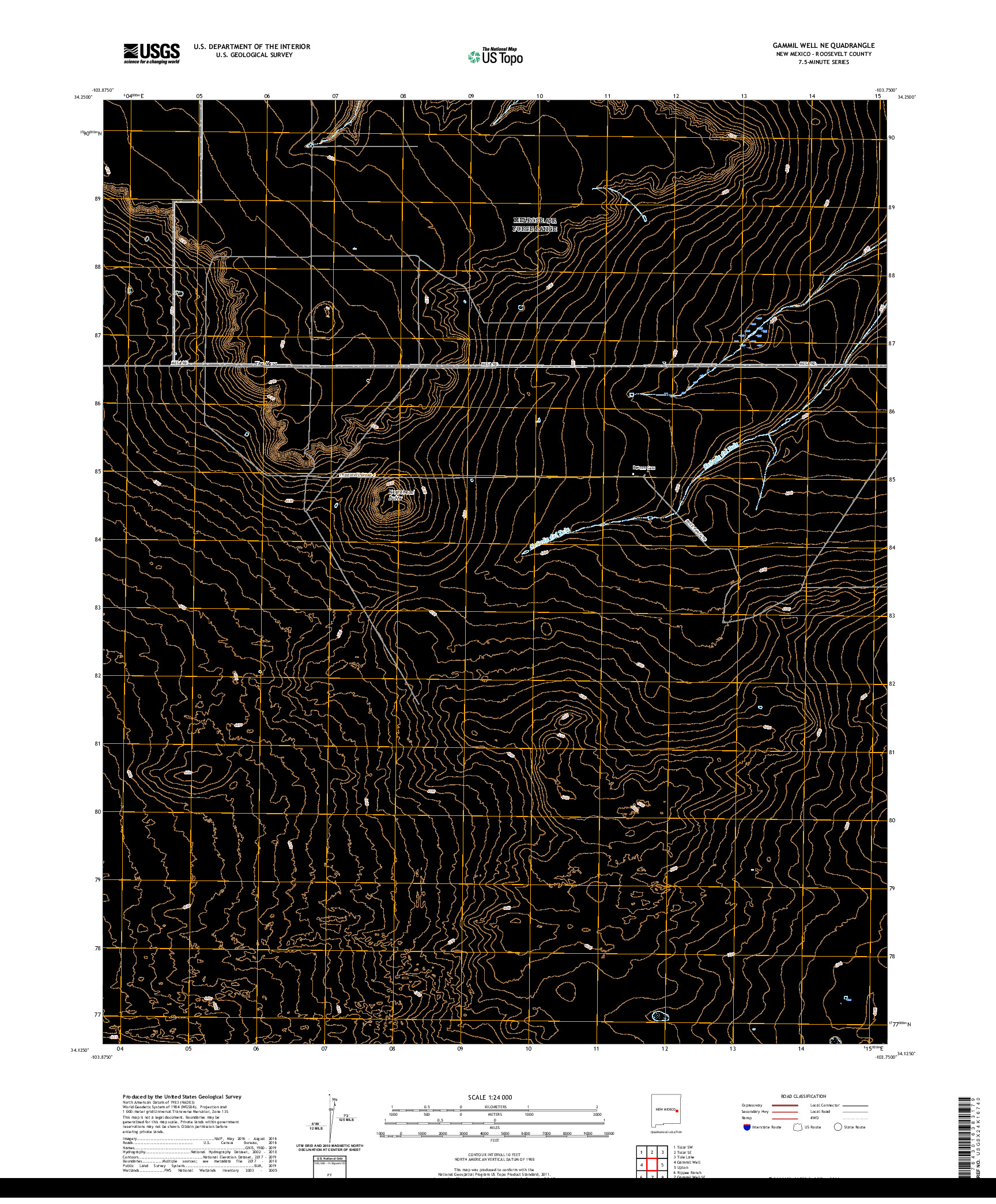 USGS US TOPO 7.5-MINUTE MAP FOR GAMMIL WELL NE, NM 2020