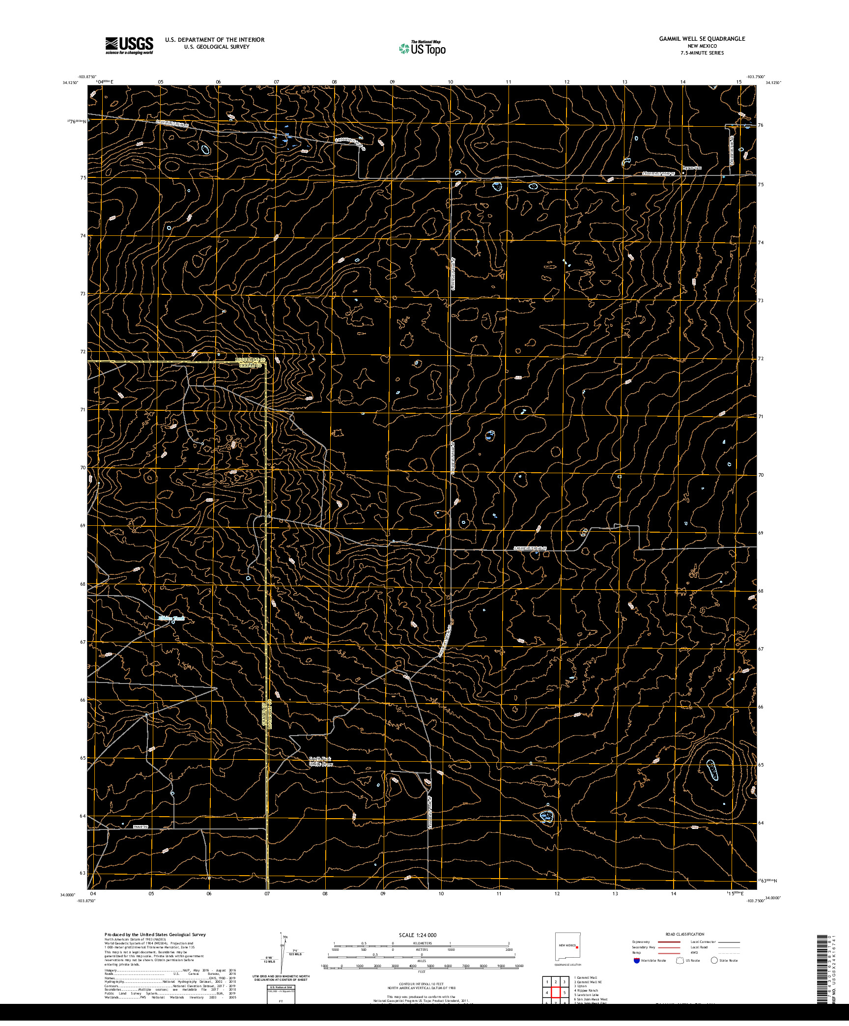 USGS US TOPO 7.5-MINUTE MAP FOR GAMMIL WELL SE, NM 2020