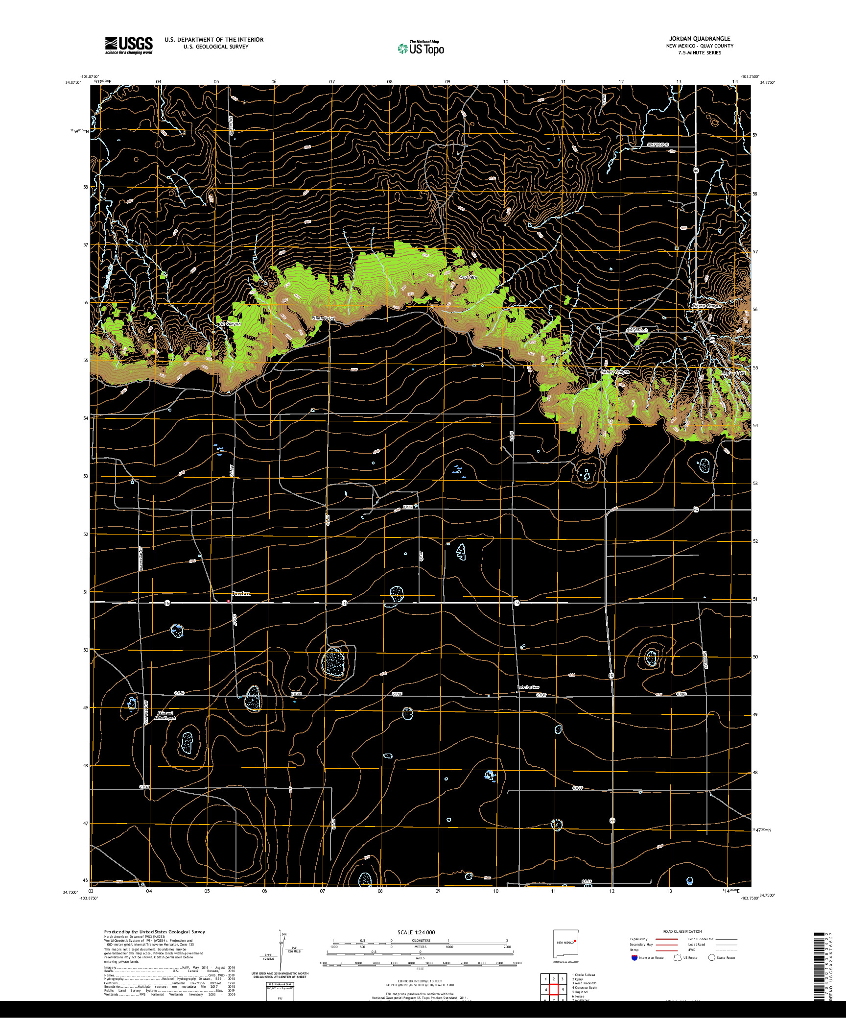 USGS US TOPO 7.5-MINUTE MAP FOR JORDAN, NM 2020