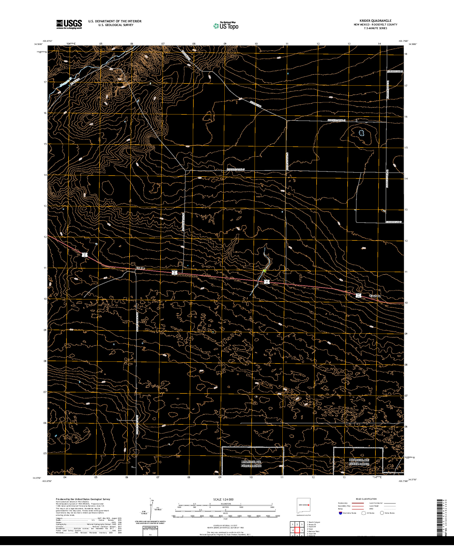 USGS US TOPO 7.5-MINUTE MAP FOR KRIDER, NM 2020