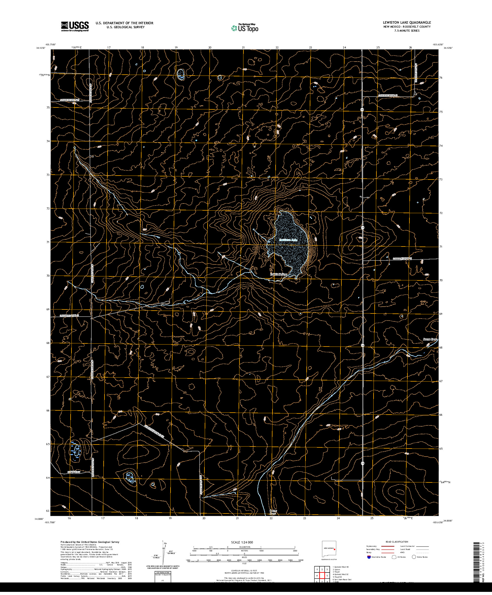 USGS US TOPO 7.5-MINUTE MAP FOR LEWISTON LAKE, NM 2020