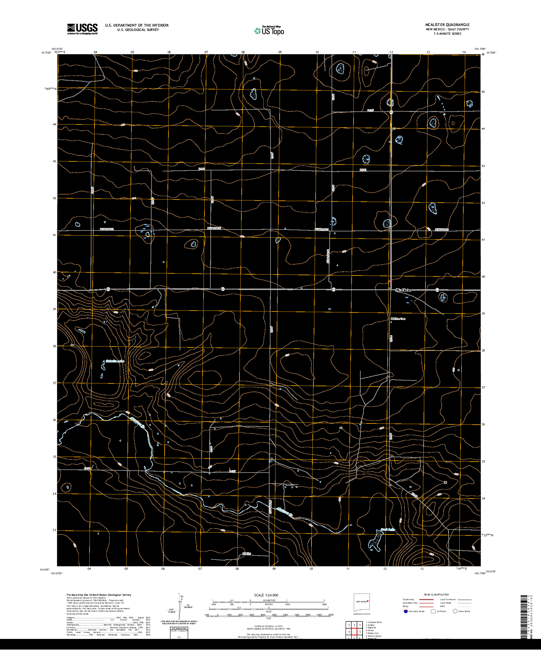 USGS US TOPO 7.5-MINUTE MAP FOR MCALISTER, NM 2020