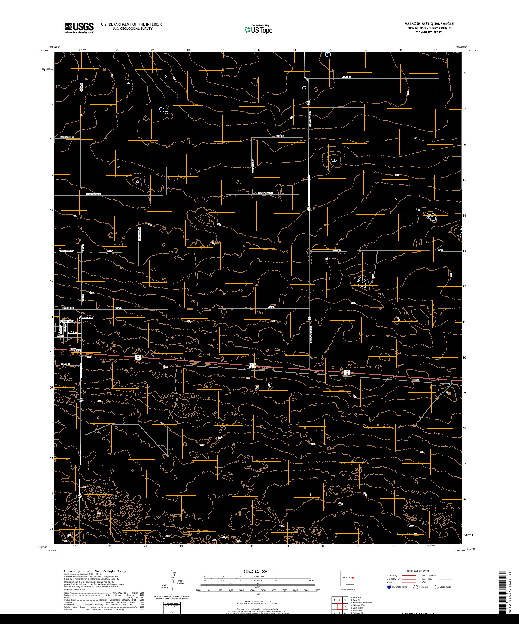 USGS US TOPO 7.5-MINUTE MAP FOR MELROSE EAST, NM 2020