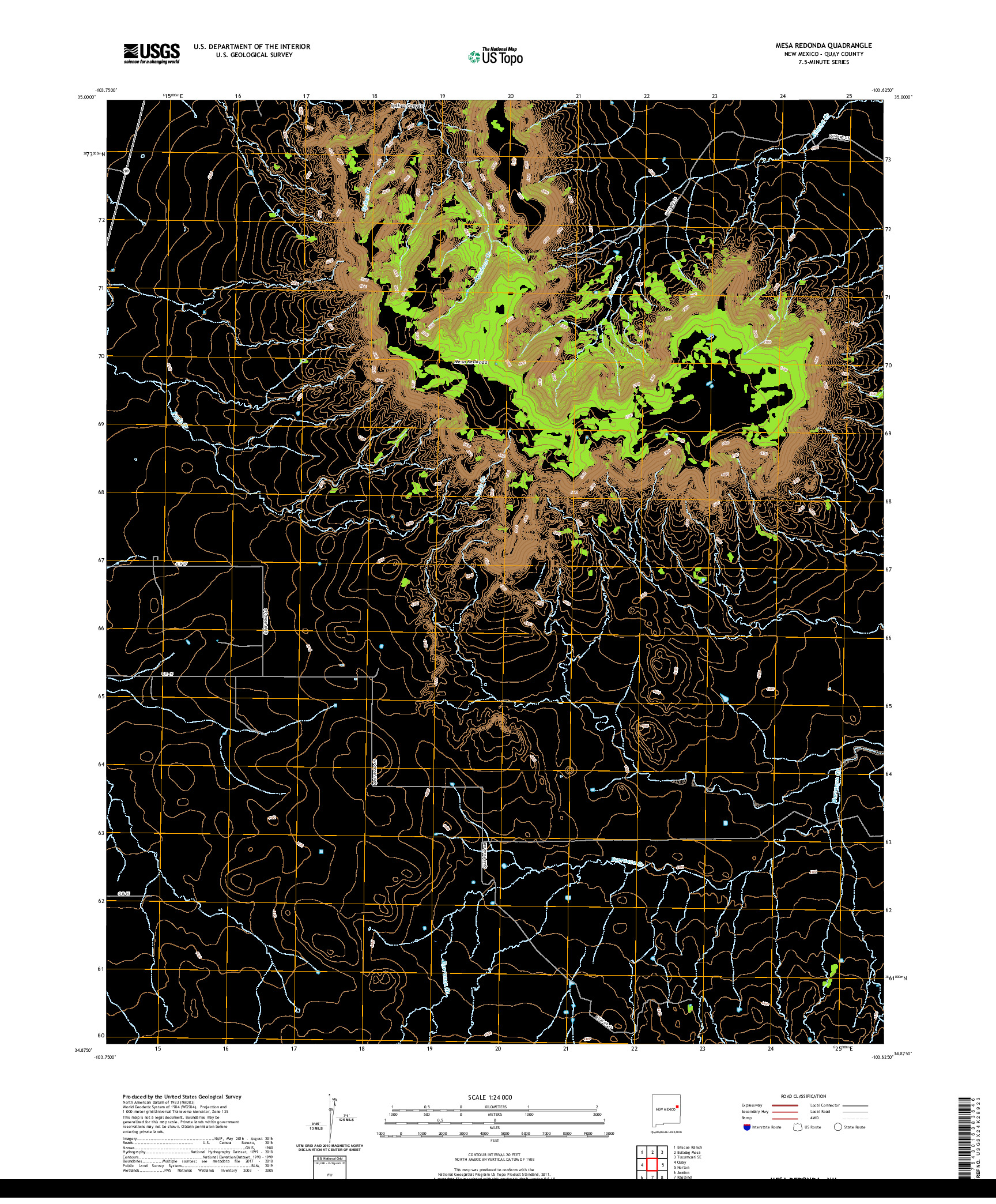 USGS US TOPO 7.5-MINUTE MAP FOR MESA REDONDA, NM 2020