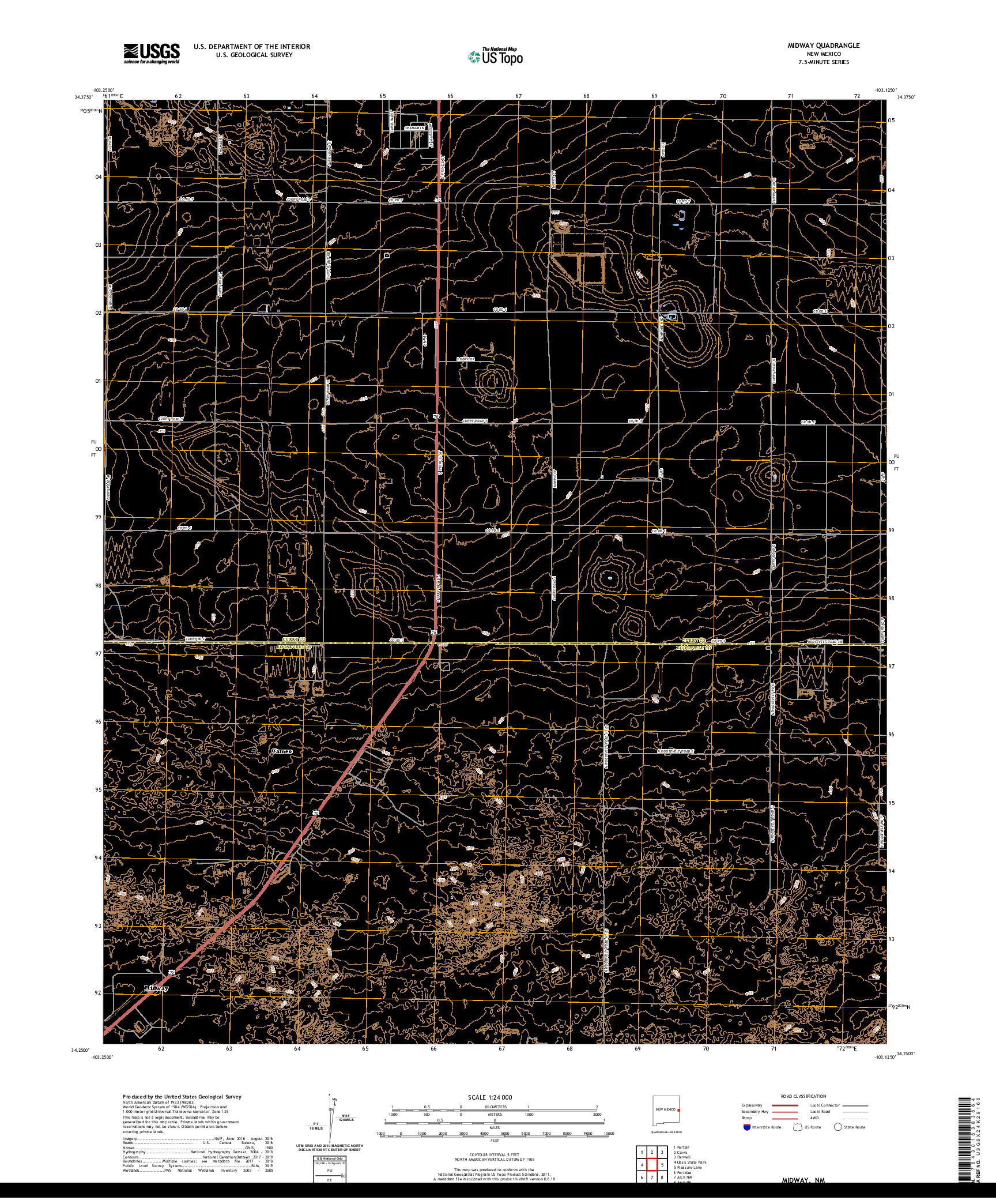 USGS US TOPO 7.5-MINUTE MAP FOR MIDWAY, NM 2020