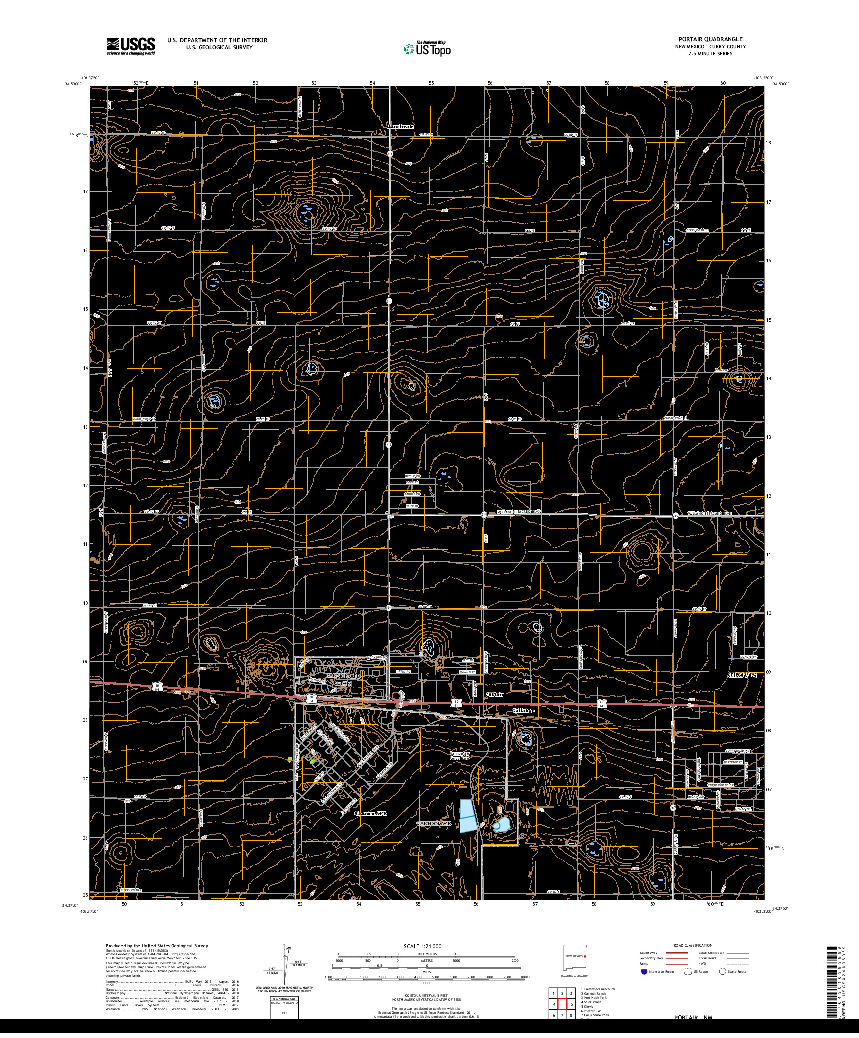USGS US TOPO 7.5-MINUTE MAP FOR PORTAIR, NM 2020