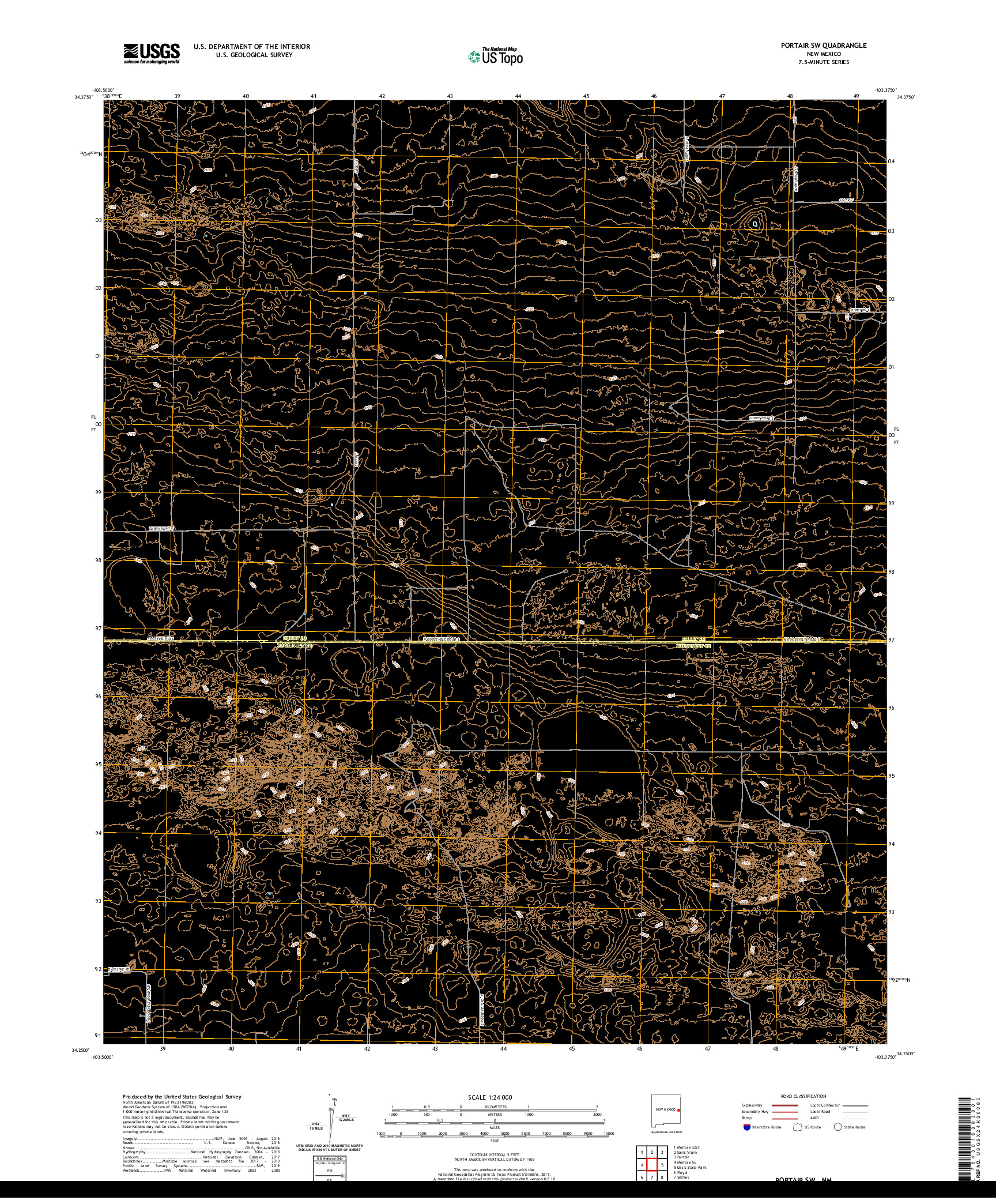 USGS US TOPO 7.5-MINUTE MAP FOR PORTAIR SW, NM 2020