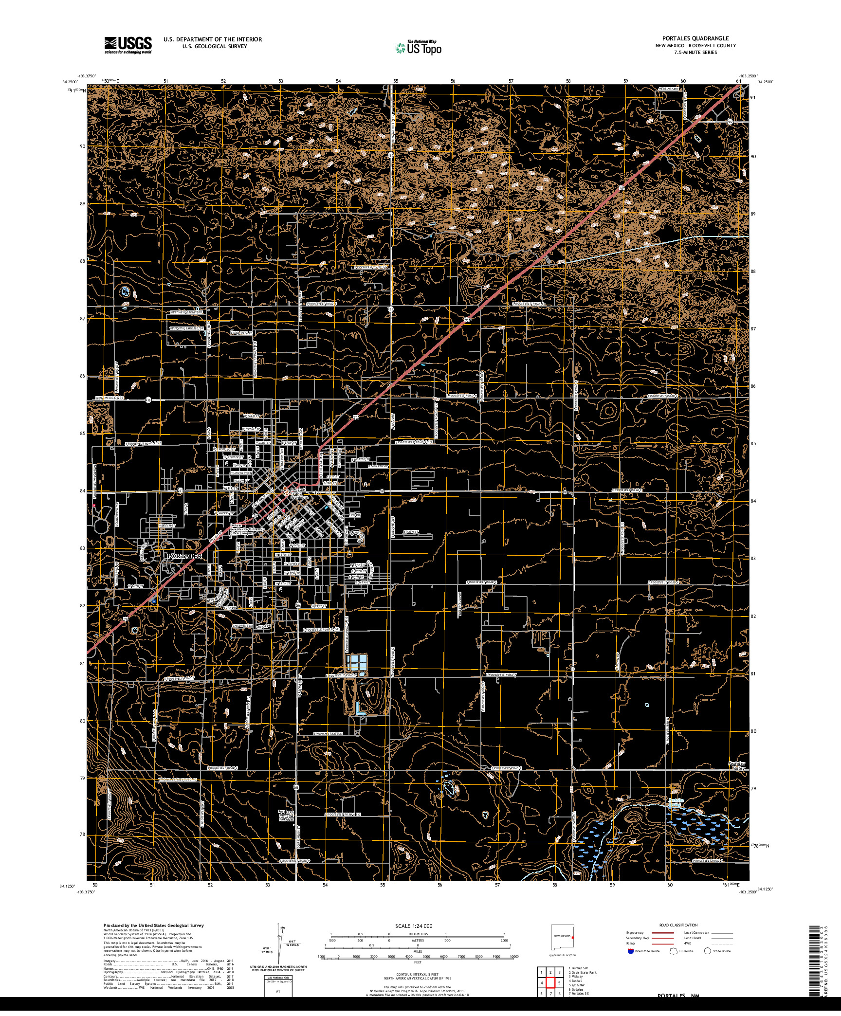 USGS US TOPO 7.5-MINUTE MAP FOR PORTALES, NM 2020