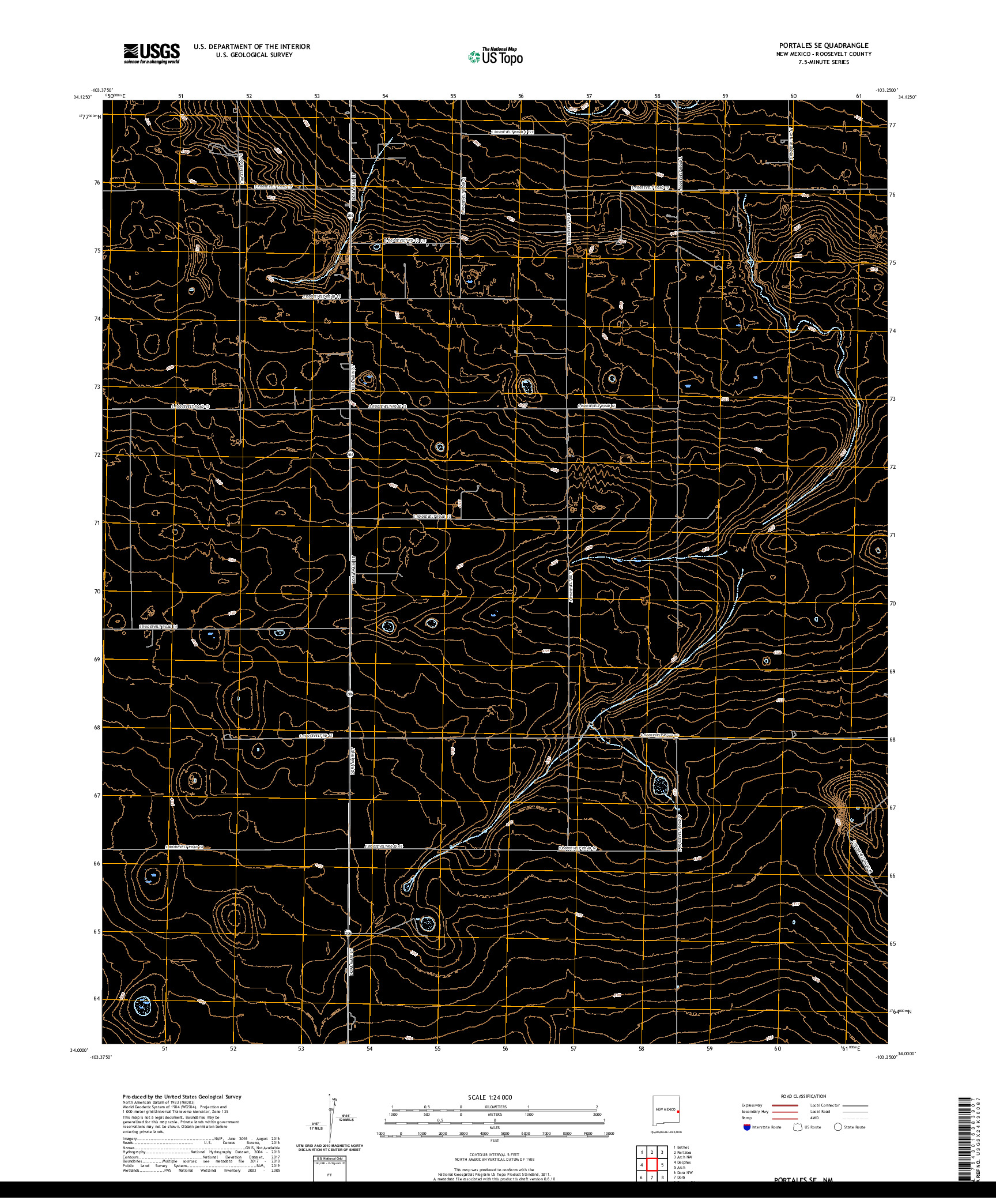 USGS US TOPO 7.5-MINUTE MAP FOR PORTALES SE, NM 2020