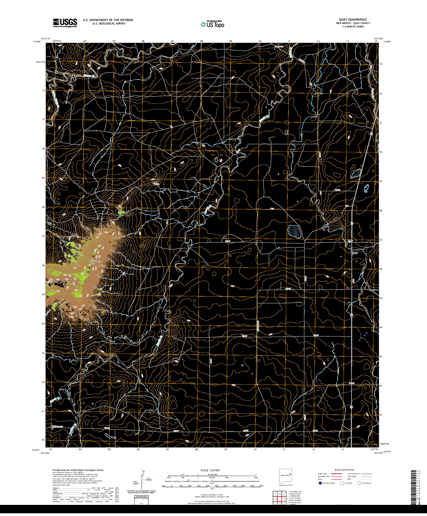 USGS US TOPO 7.5-MINUTE MAP FOR QUAY, NM 2020