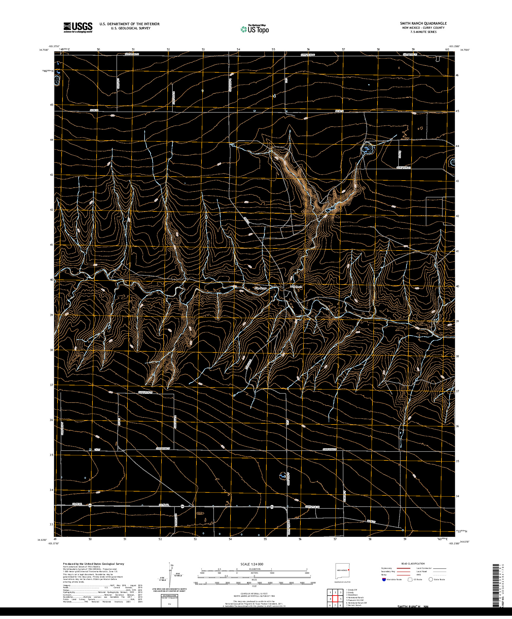 USGS US TOPO 7.5-MINUTE MAP FOR SMITH RANCH, NM 2020