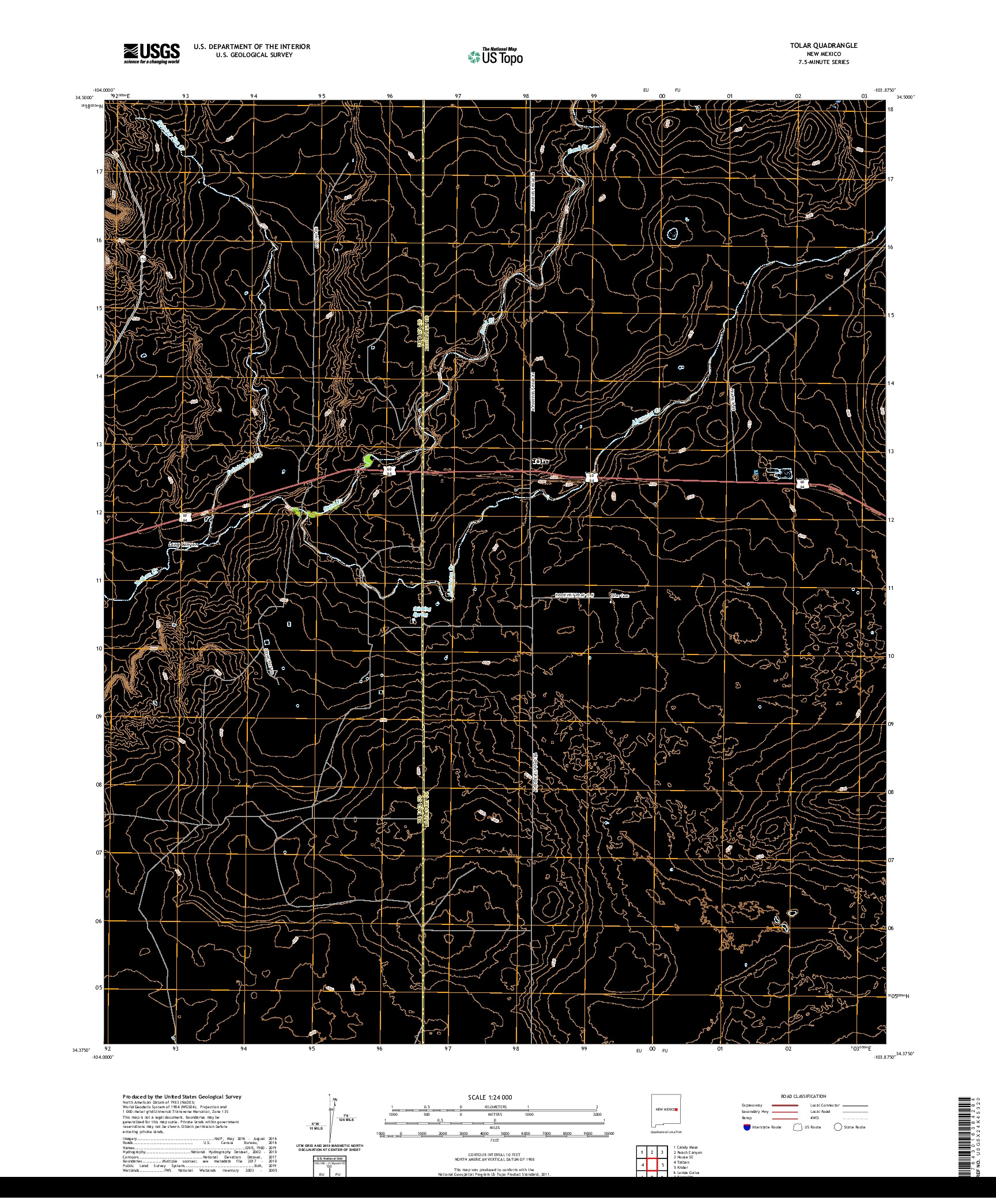 USGS US TOPO 7.5-MINUTE MAP FOR TOLAR, NM 2020