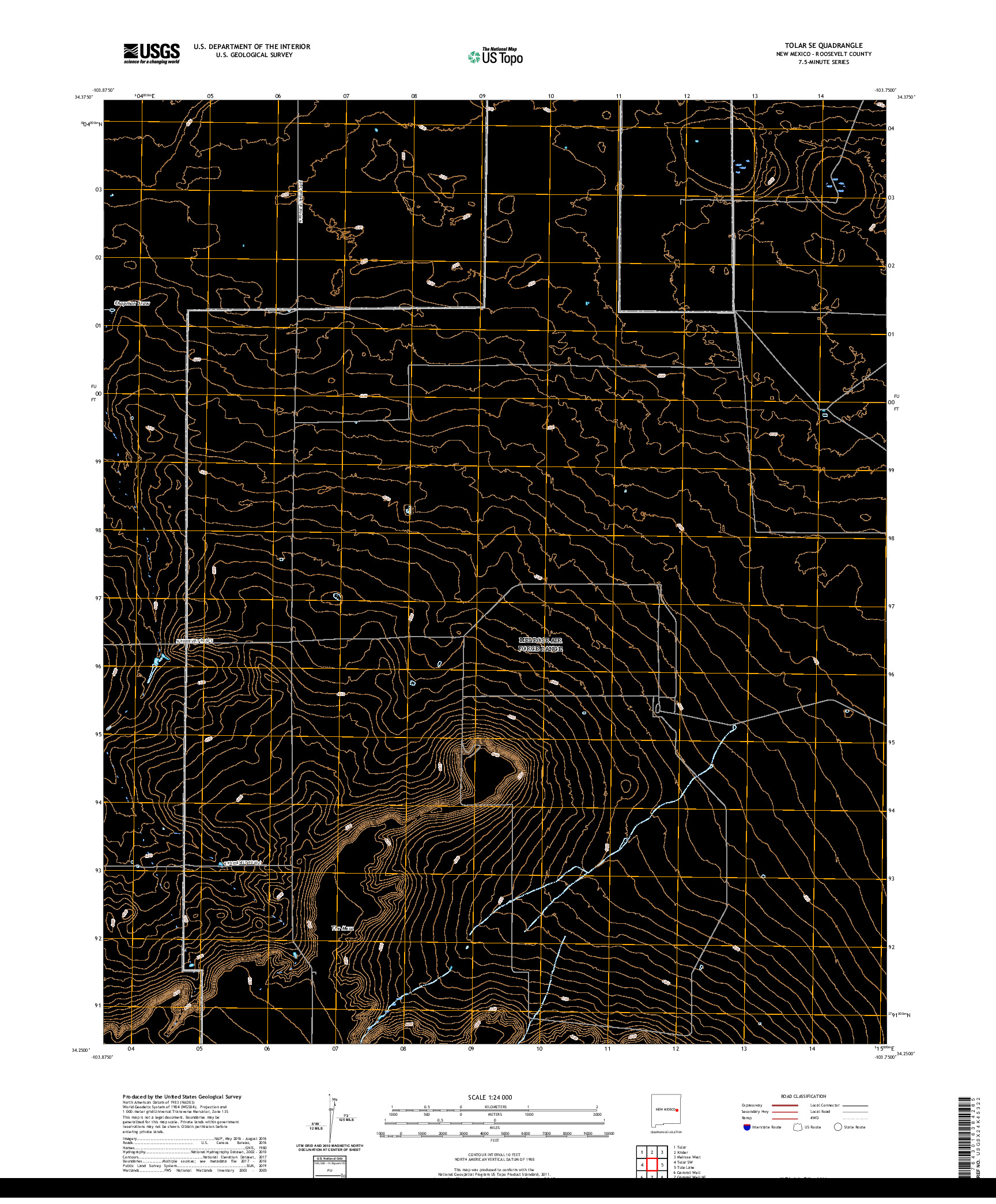 USGS US TOPO 7.5-MINUTE MAP FOR TOLAR SE, NM 2020