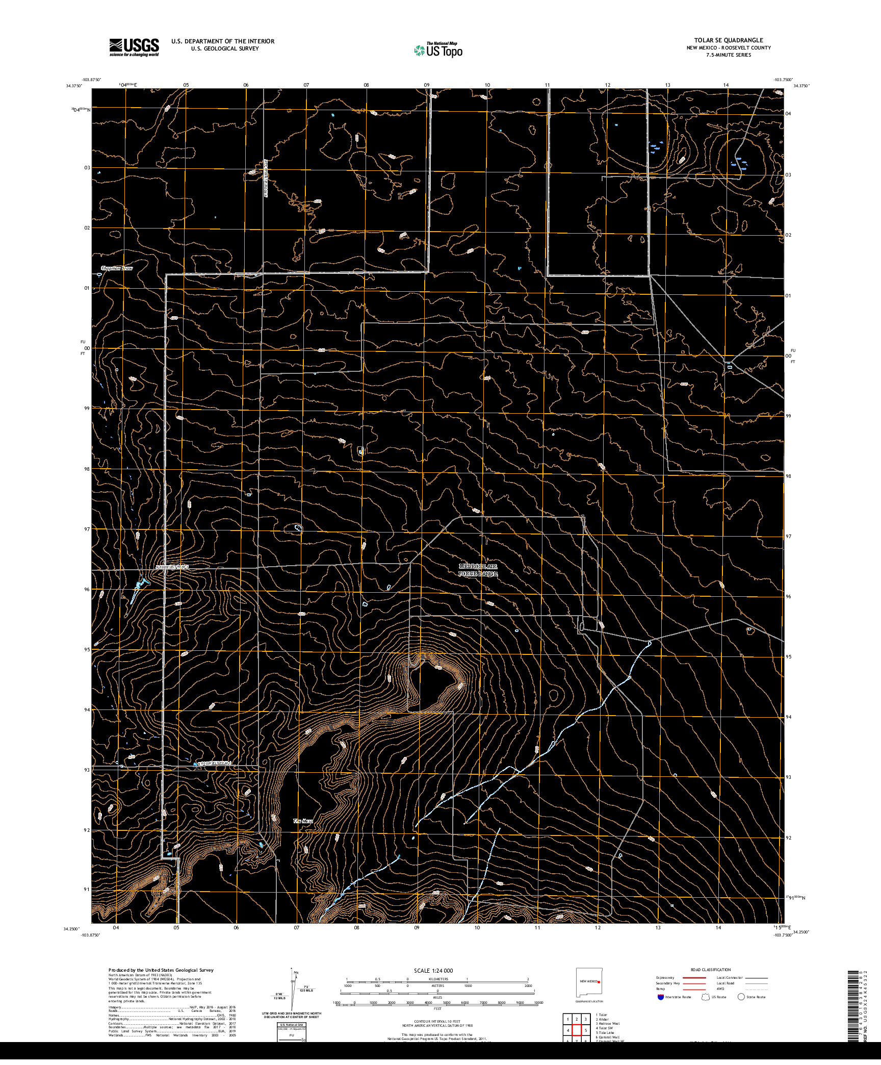 USGS US TOPO 7.5-MINUTE MAP FOR TOLAR SE, NM 2020
