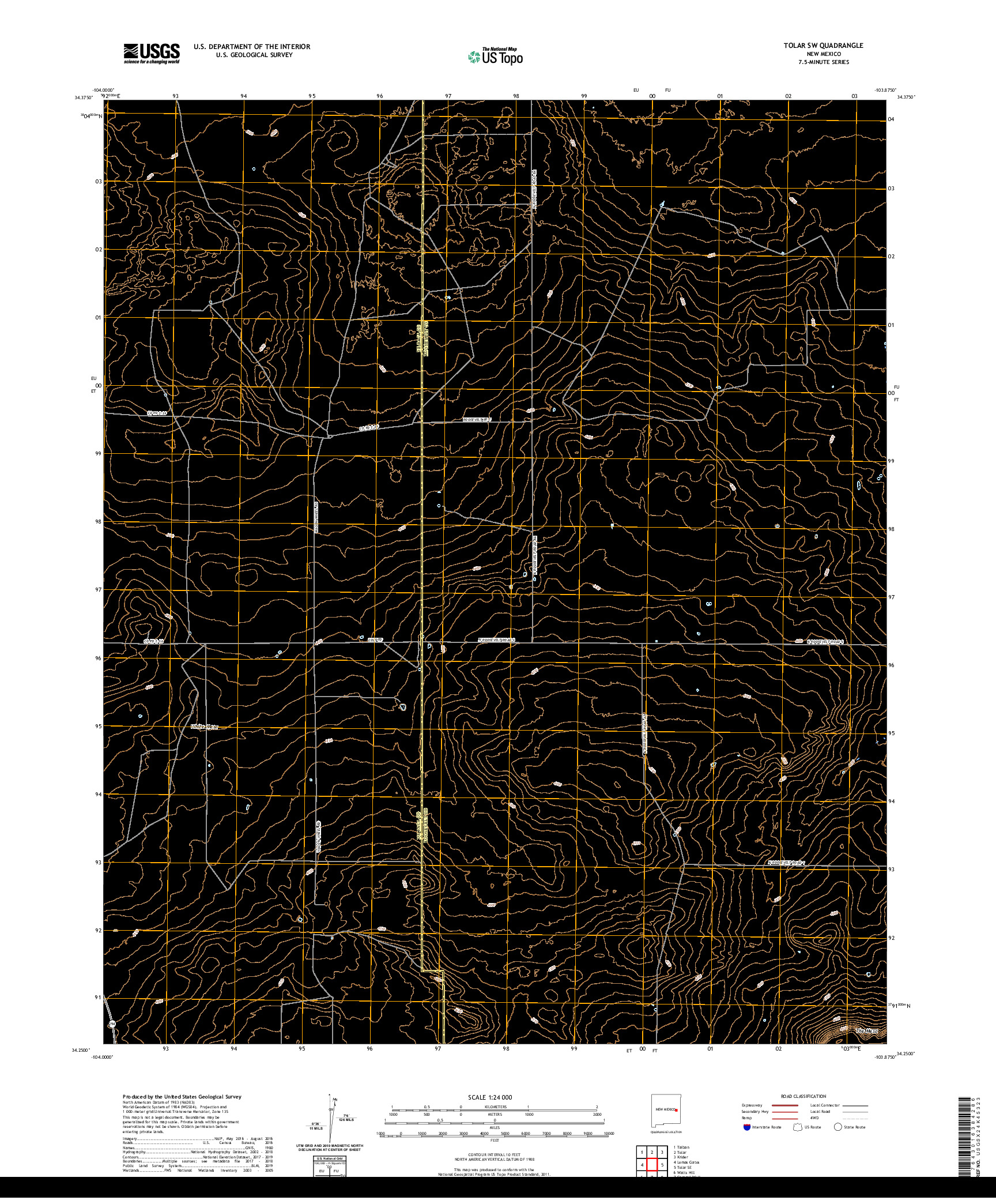 USGS US TOPO 7.5-MINUTE MAP FOR TOLAR SW, NM 2020