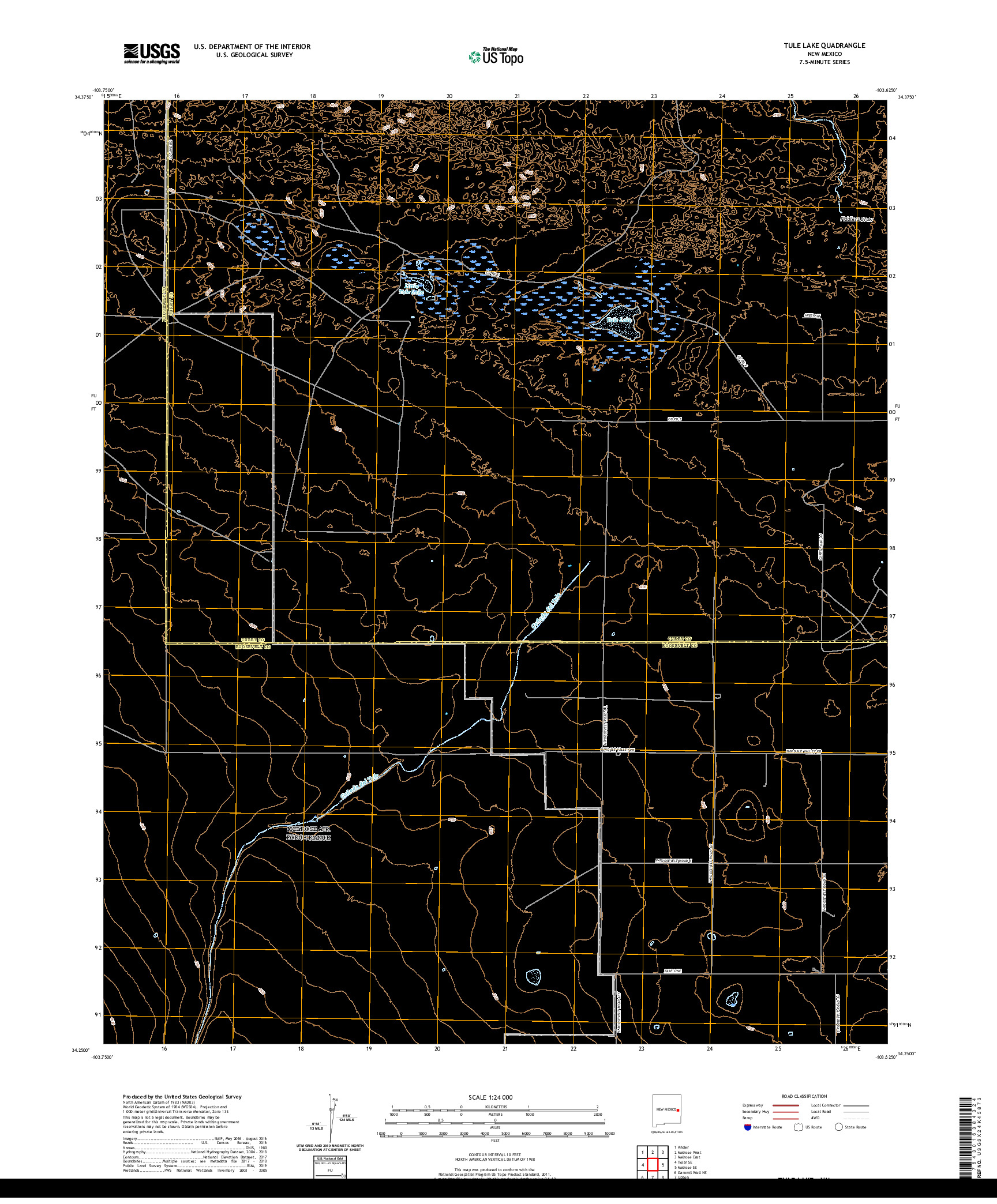 USGS US TOPO 7.5-MINUTE MAP FOR TULE LAKE, NM 2020