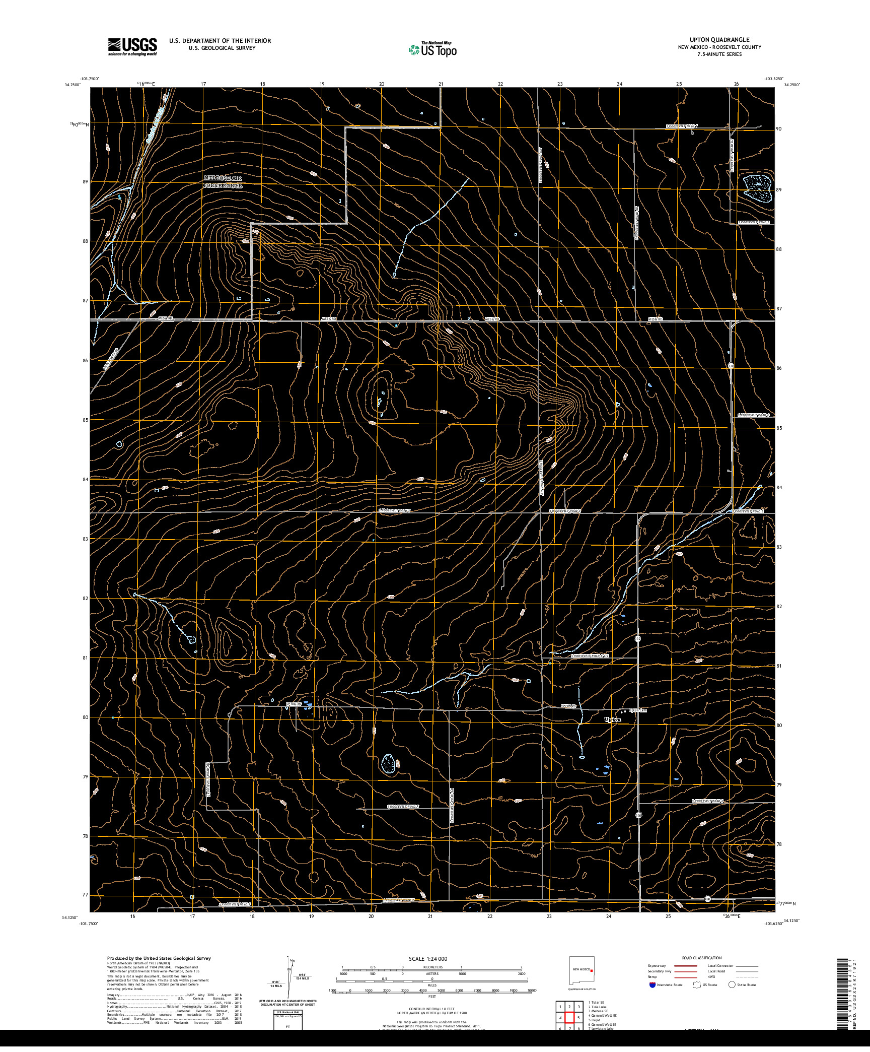 USGS US TOPO 7.5-MINUTE MAP FOR UPTON, NM 2020