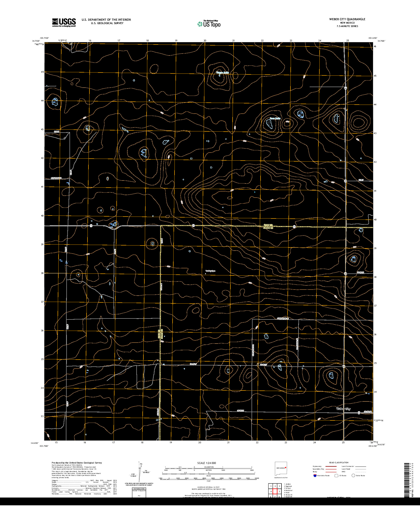 USGS US TOPO 7.5-MINUTE MAP FOR WEBER CITY, NM 2020